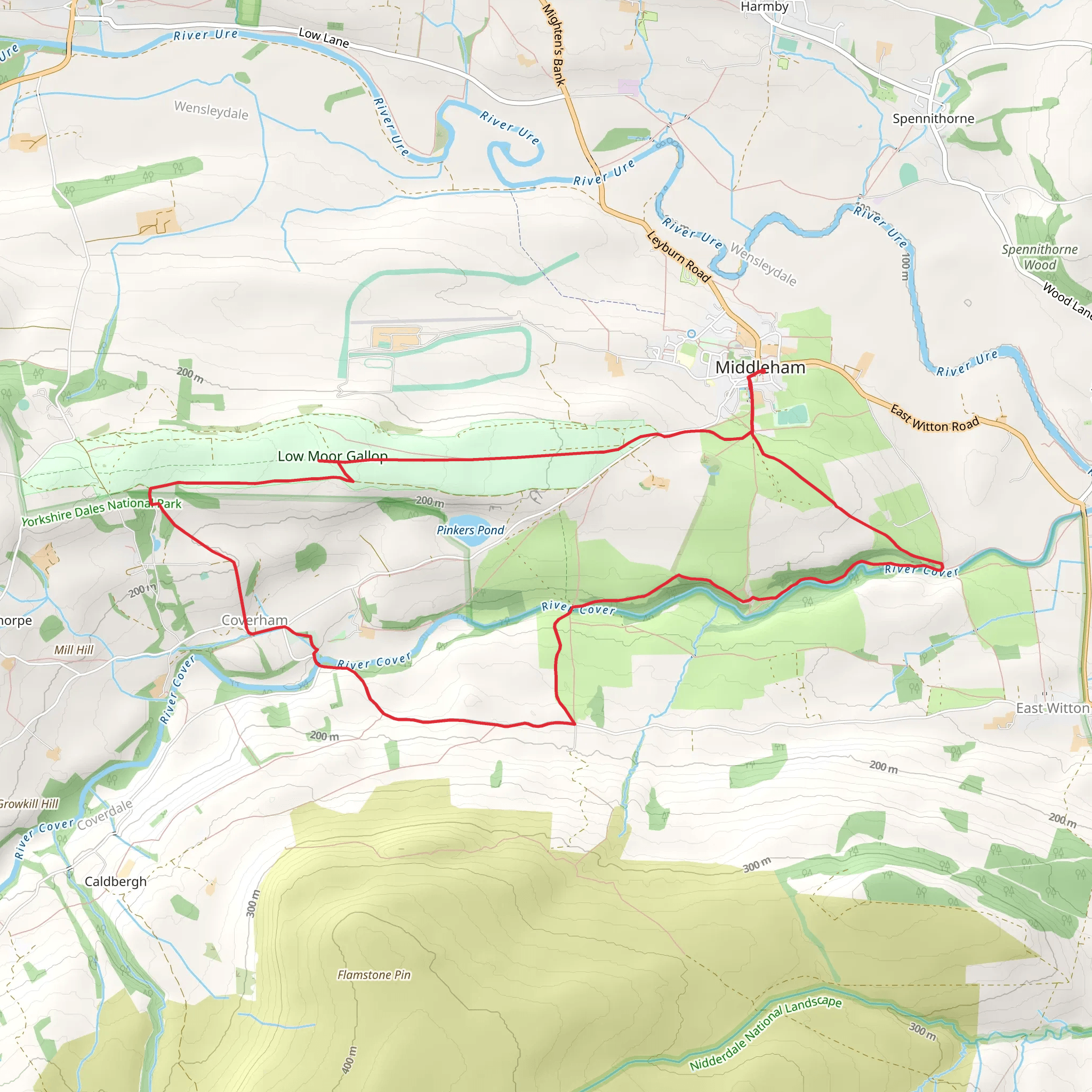 MIddleham to Coverham Loop mobile static map