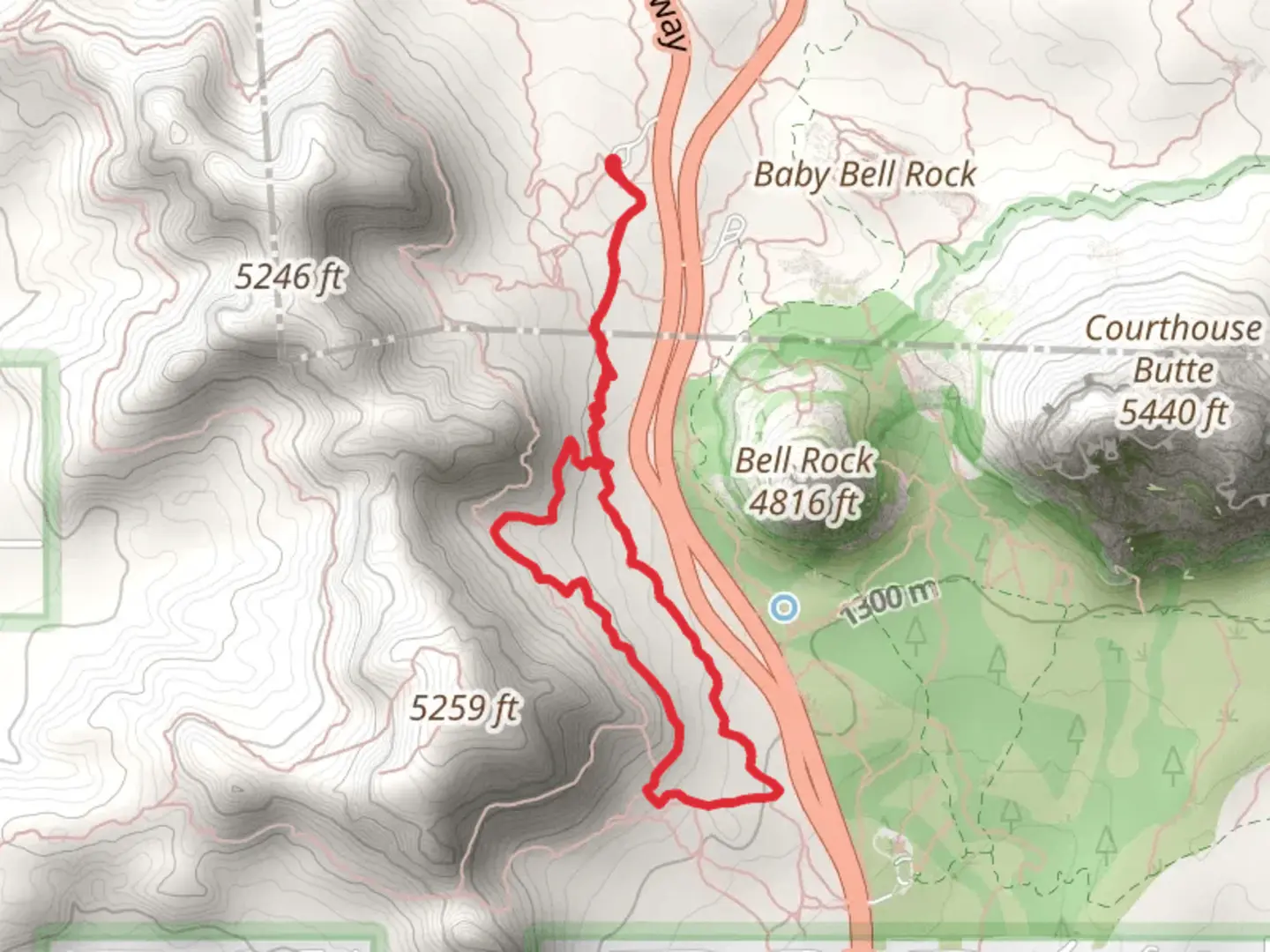 An image depicting the trail Coconino, Slim Shady and Made in the Shade Loop Trail and its surrounding area.