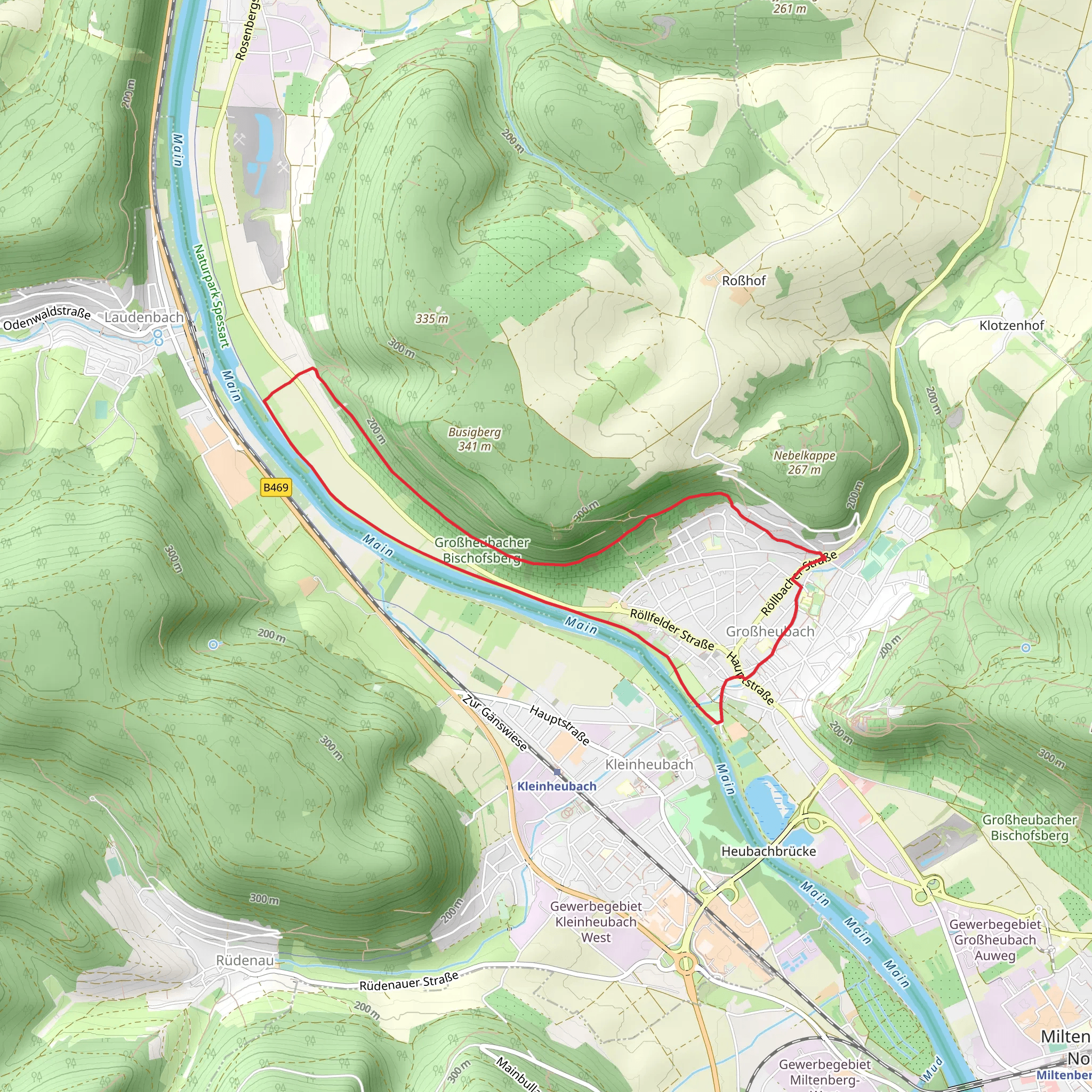 Main via Grossheubach Rundwanderweg mobile static map