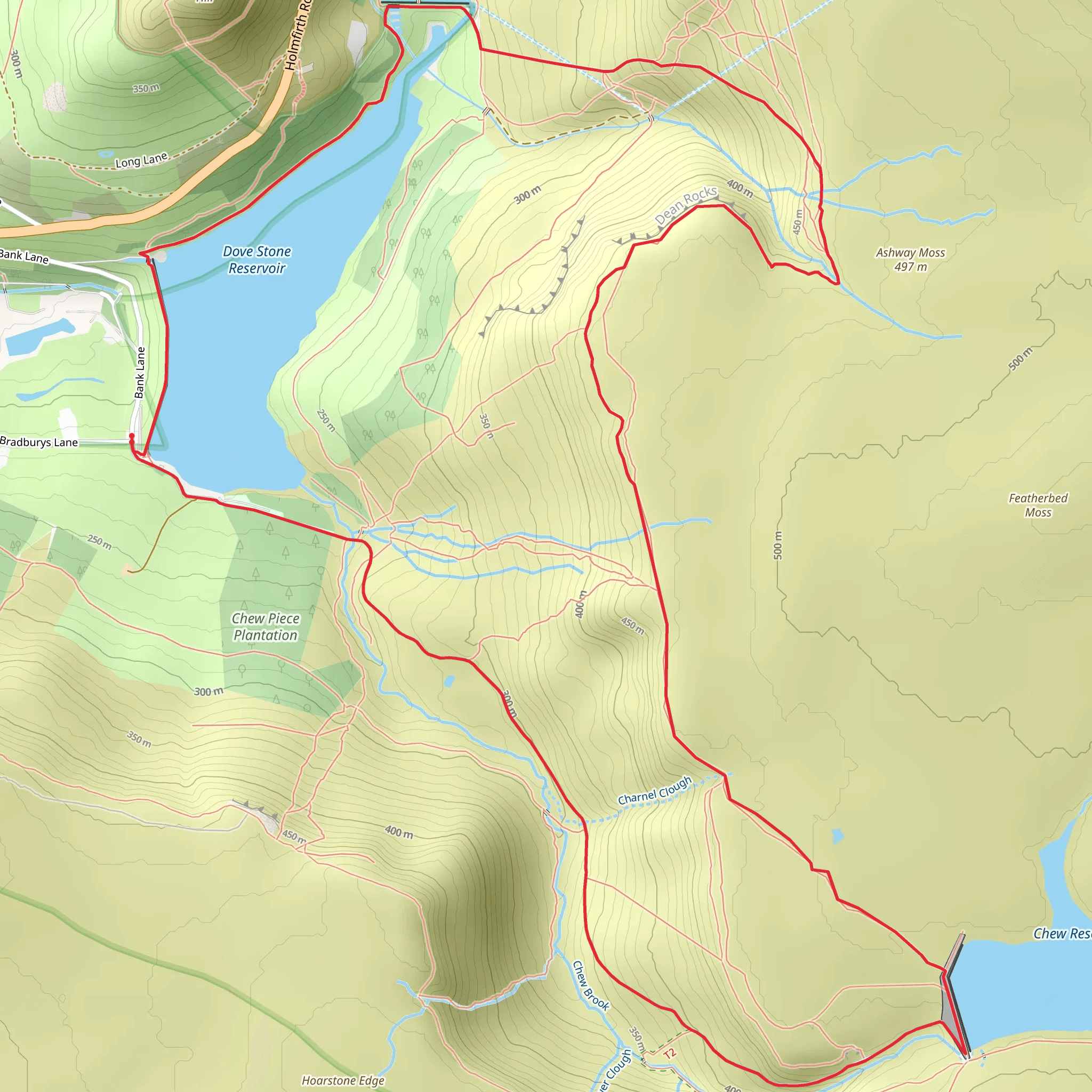 Dove Stone Reservoir and Chew Reservoir Loop mobile static map
