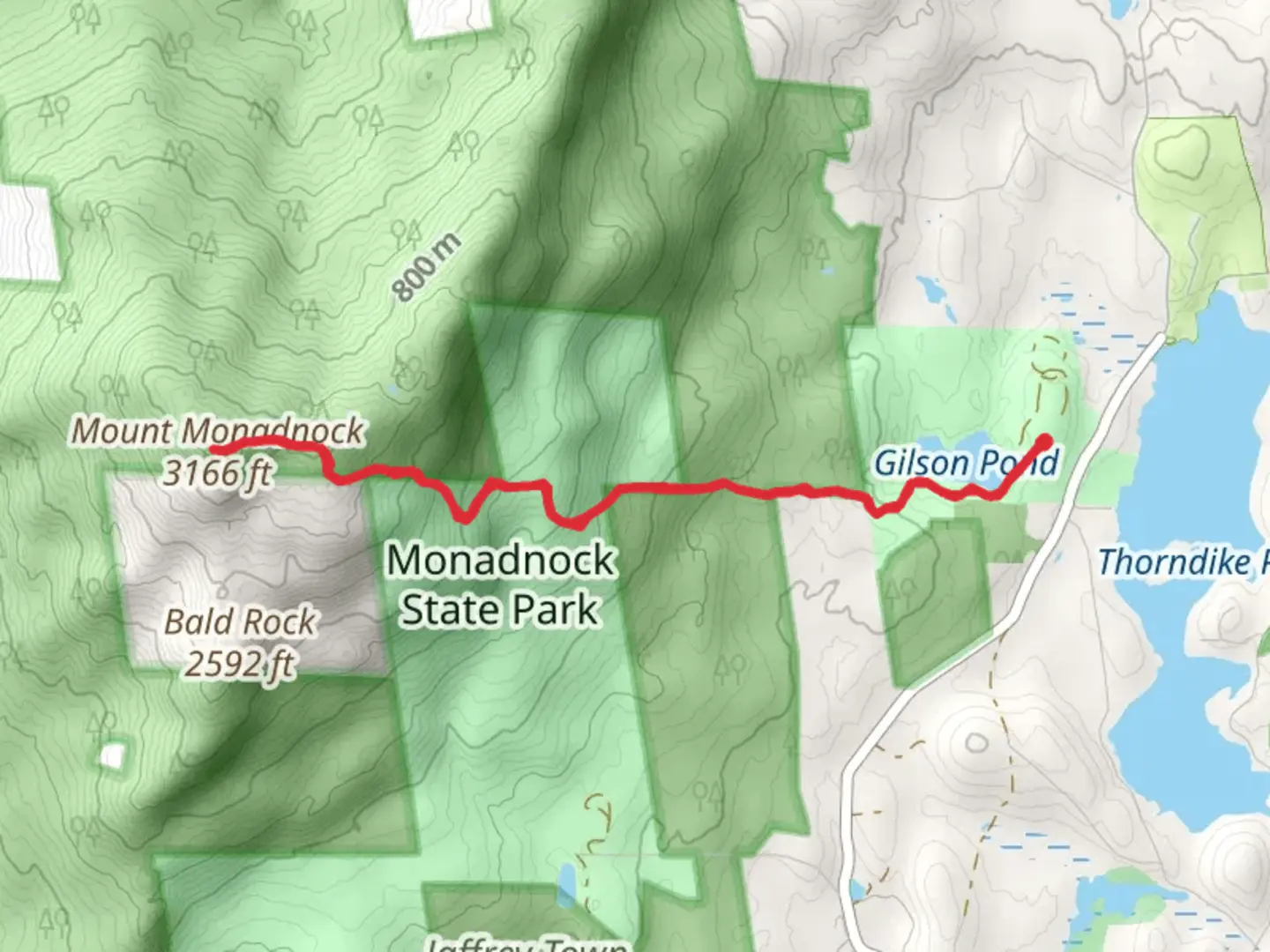 An image depicting the trail Gilson Pond and Mount Monadnock and its surrounding area.