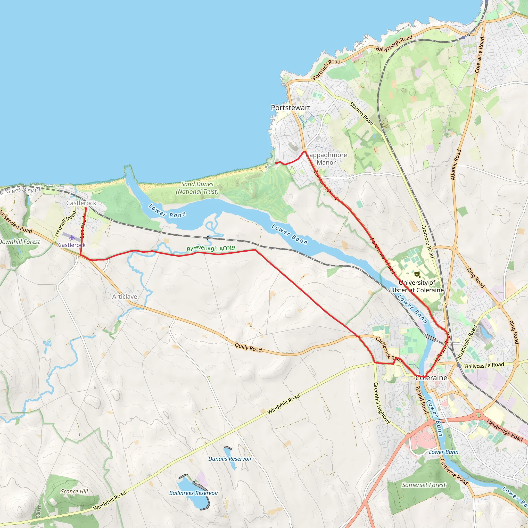 Castlerock to Portstewart mobile static map