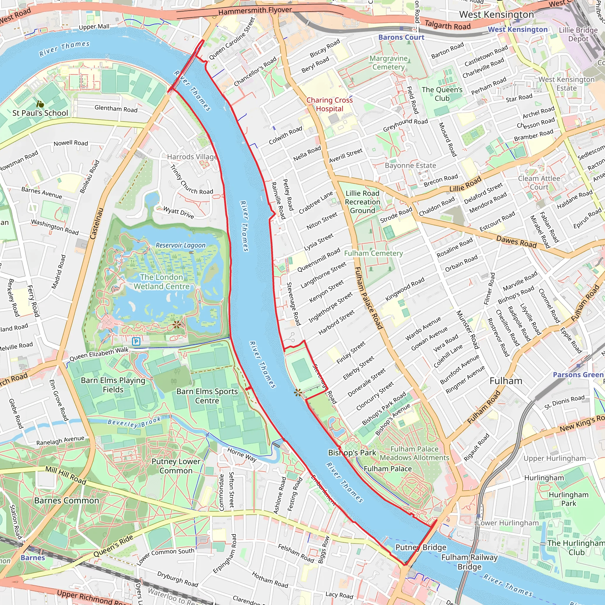 Hammersmith Bridge and Putney Bride Loop mobile static map
