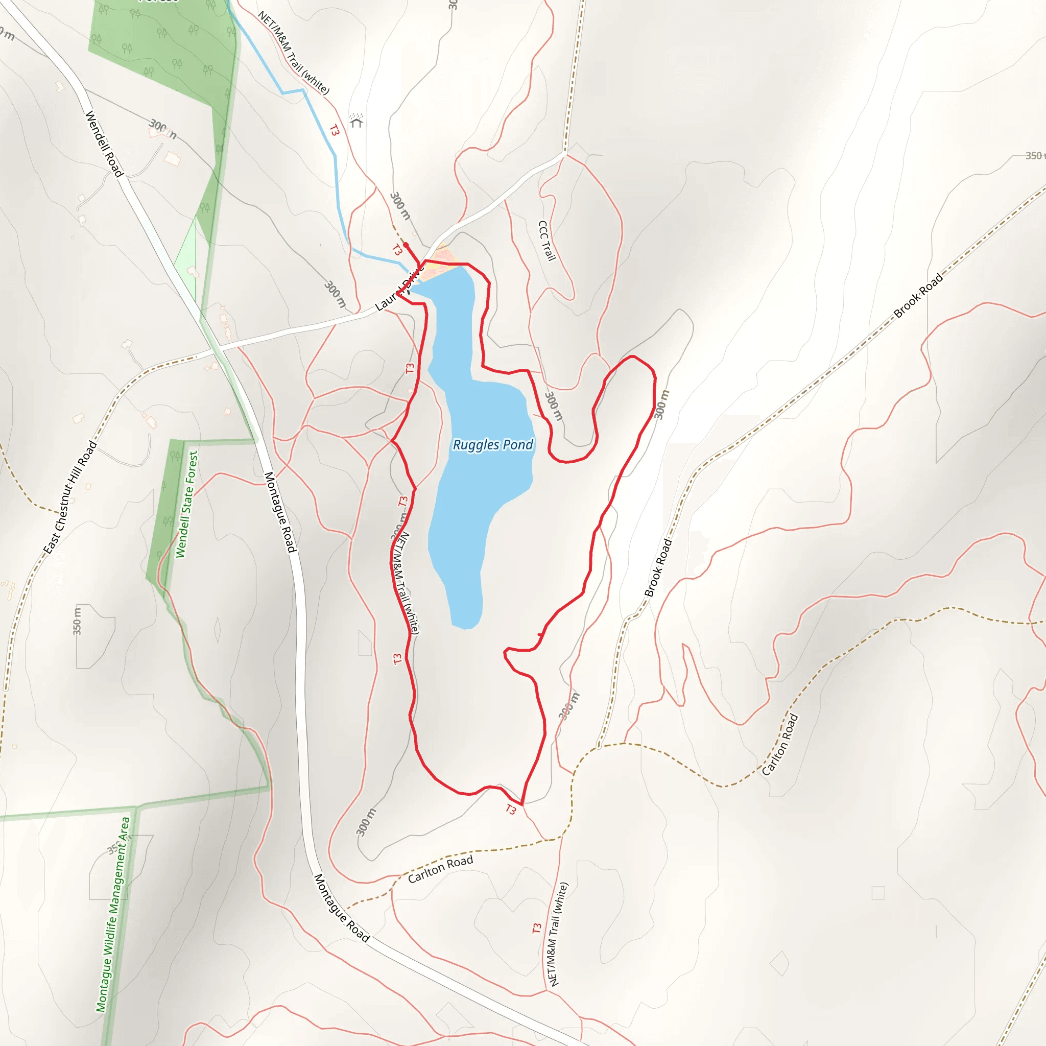 Ruggles Pond Loop via Laurel Drive mobile static map