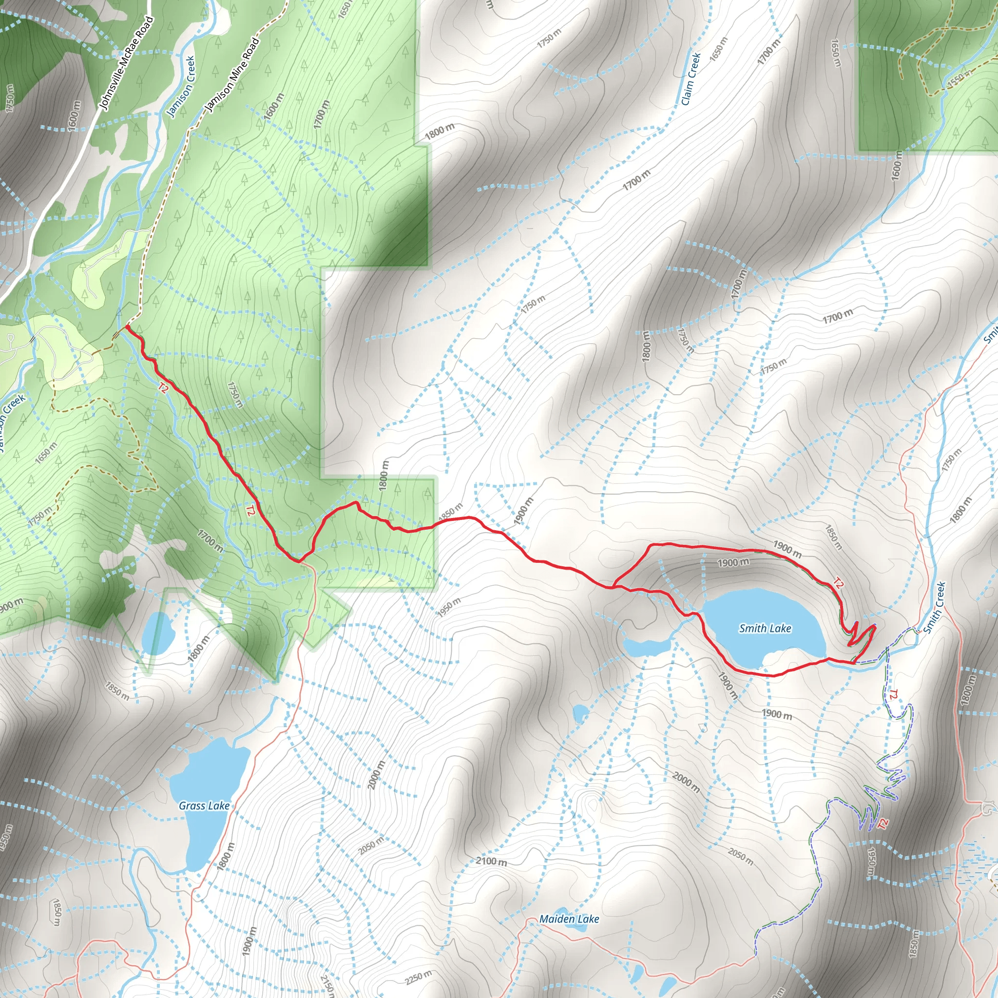 Smith Lake Trail Loop from Jamison Mine Road mobile static map