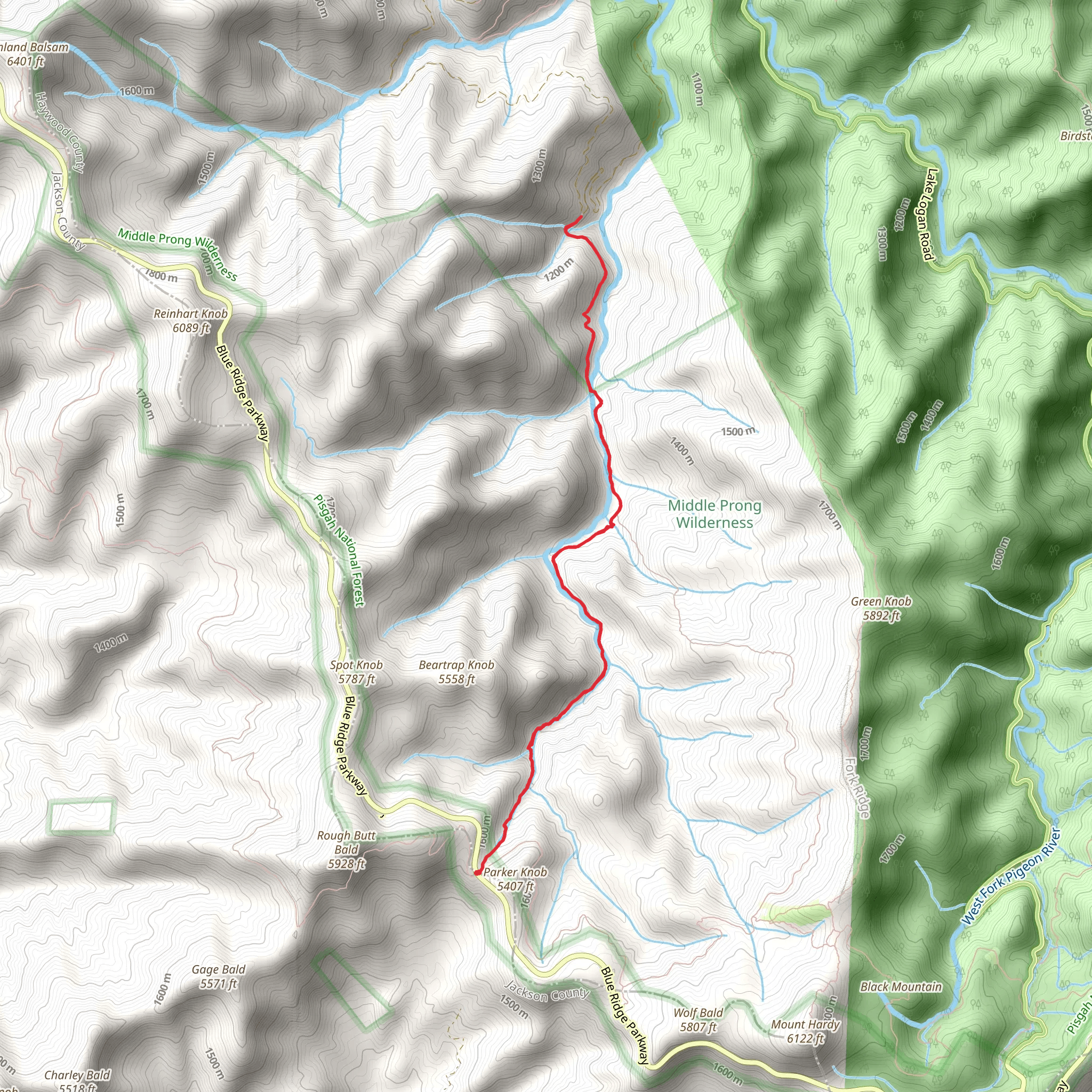 Haywood Gap Trail mobile static map