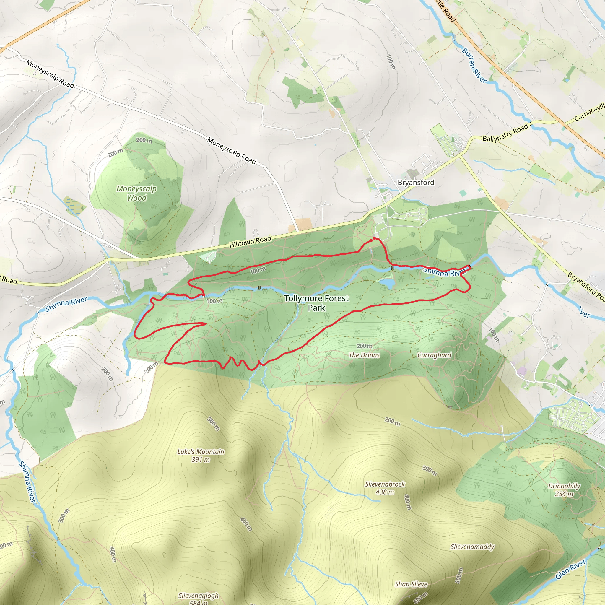 Tollymore Forest Mountain Trail mobile static map
