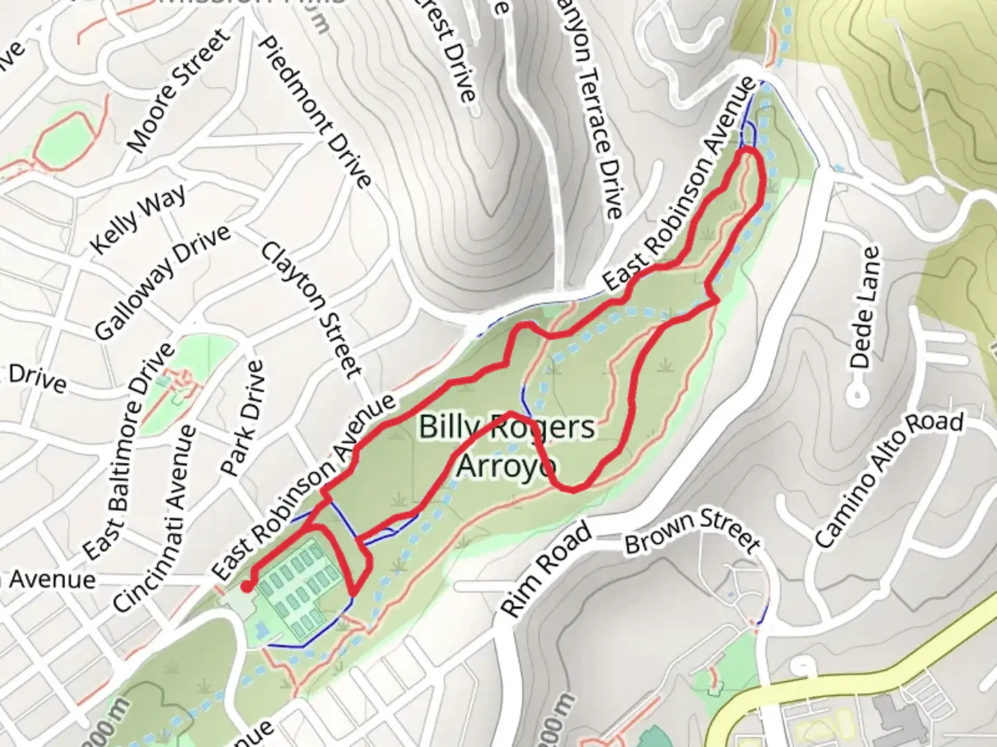 An image depicting the trail Billy Rogers Arroyo Loop and its surrounding area.