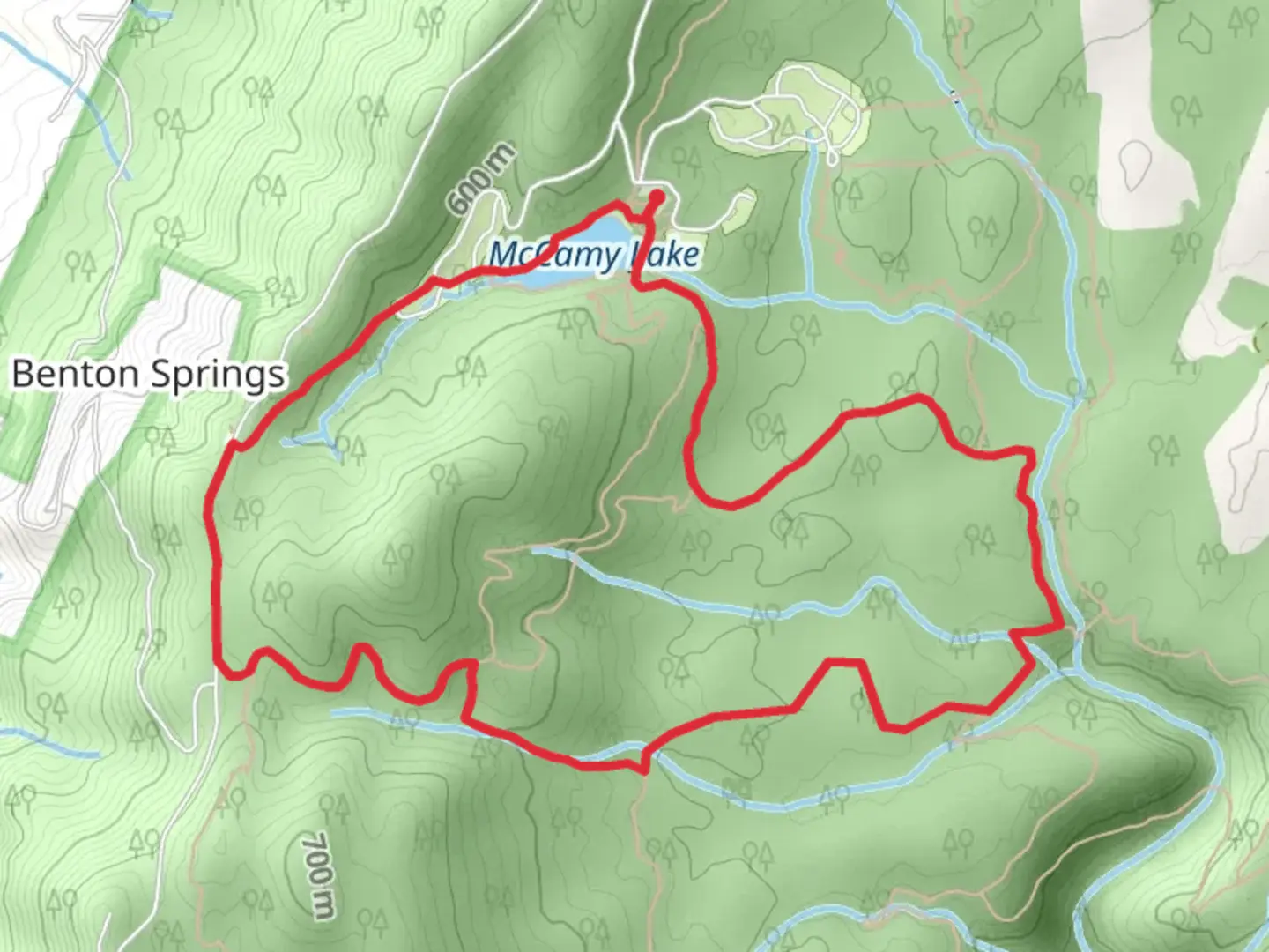 An image depicting the trail McCamy Lake, Benton Falls and Slick Rock Hancock Loop and its surrounding area.