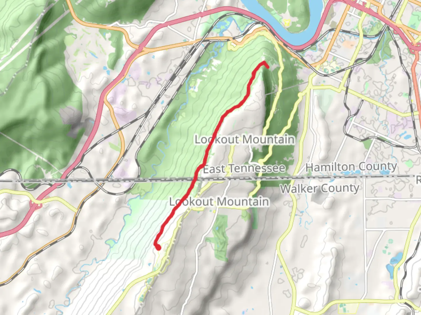 An image depicting the trail Bluff Trail and Cravens House Trail and its surrounding area.