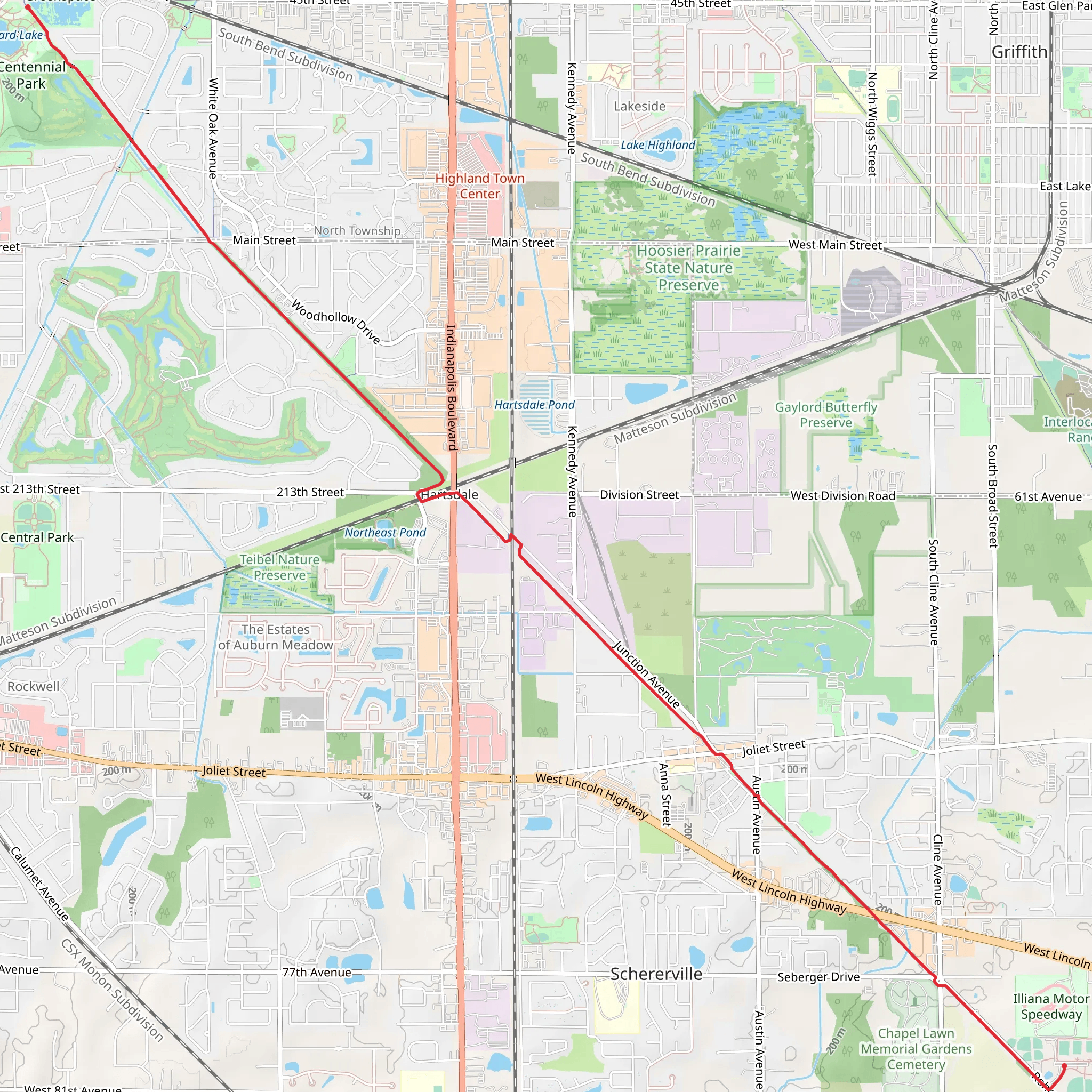 Pennsy Greenway Schererville mobile static map