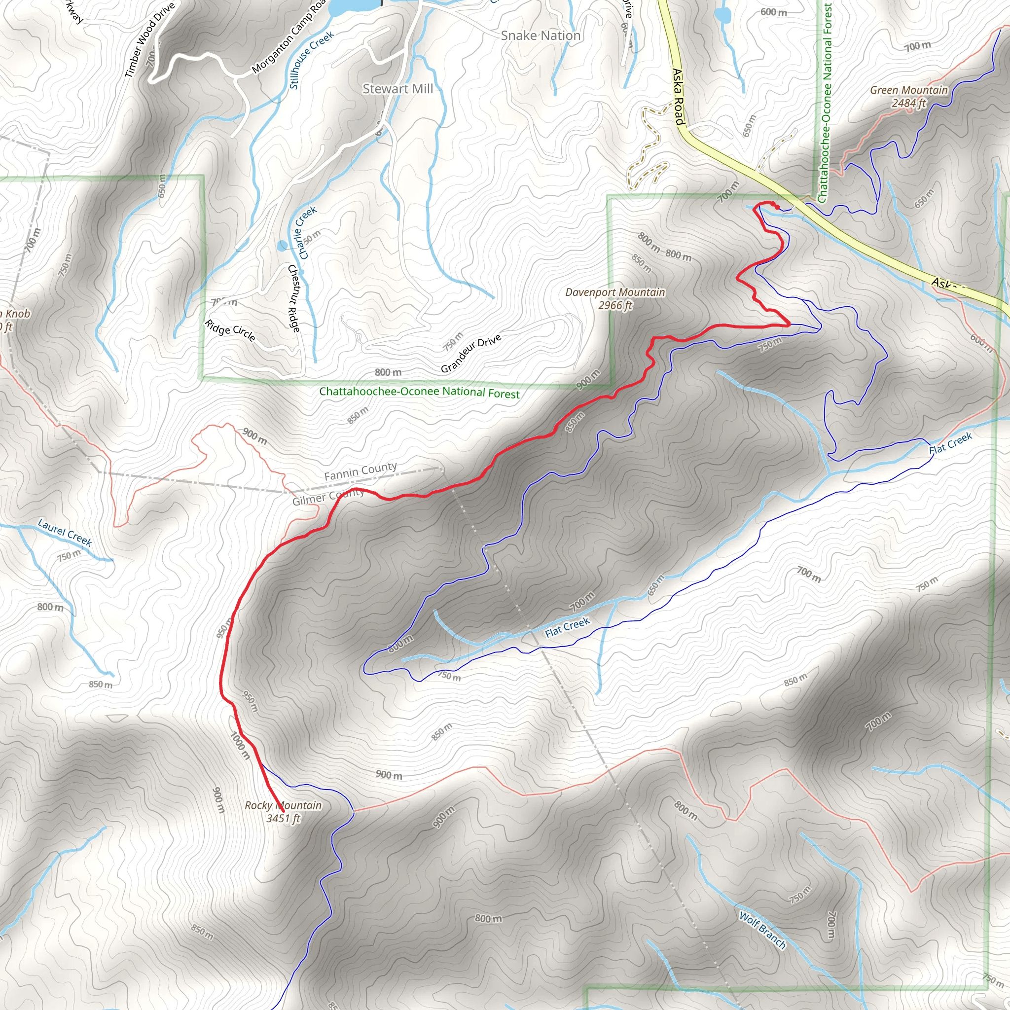 Rocky Mountain via Stanley Gap and Benton Mackaye Trail mobile static map