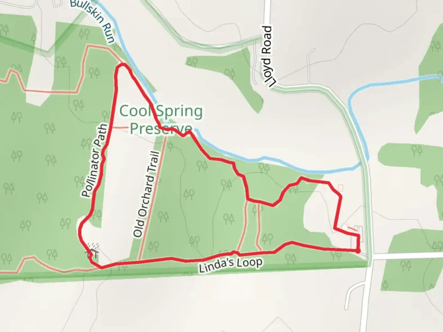 An image depicting the trail Linda's Loop and its surrounding area.