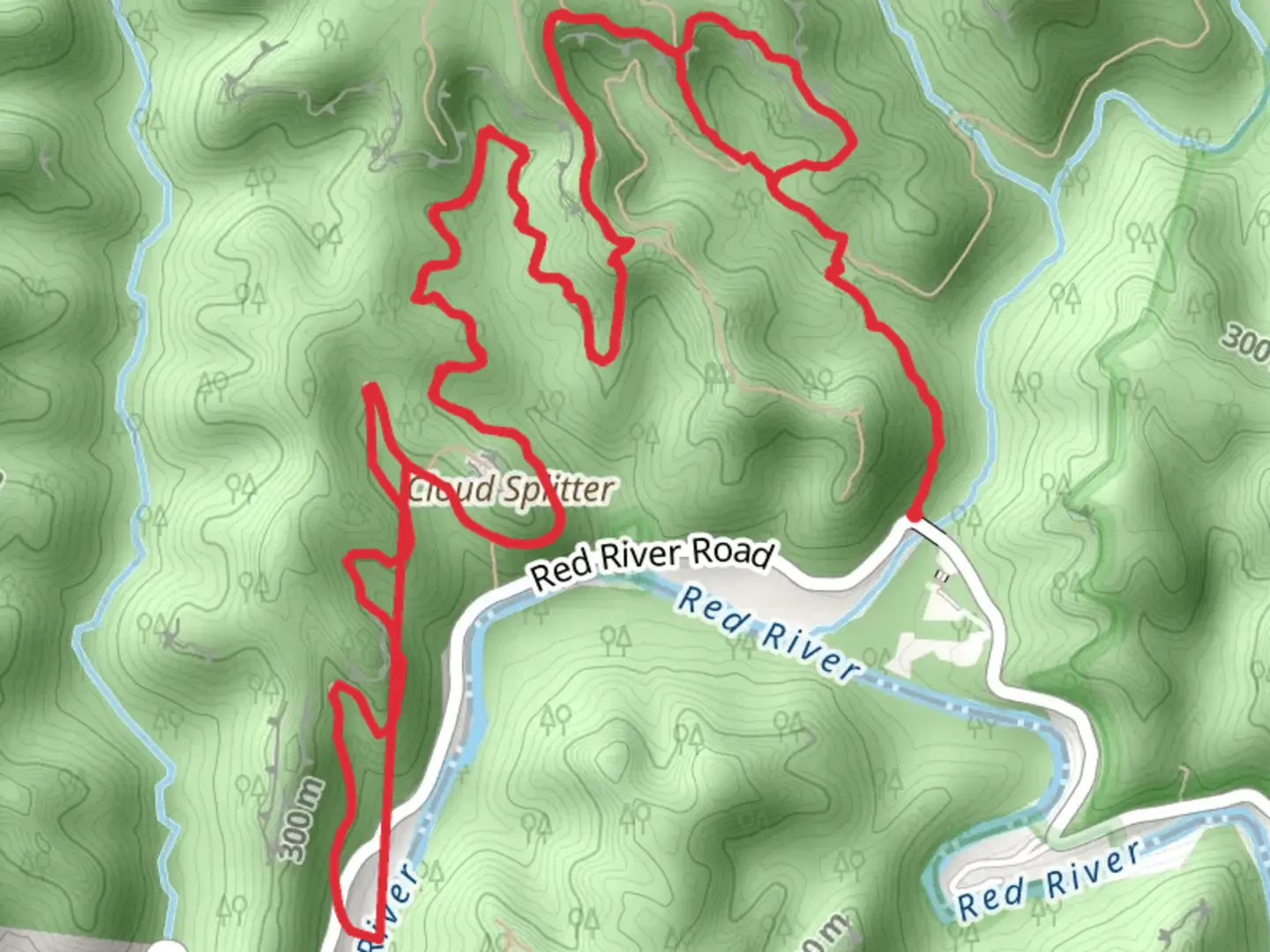 An image depicting the trail Bison Way, Indian Staircase and Sheltowee Trace NRT and its surrounding area.