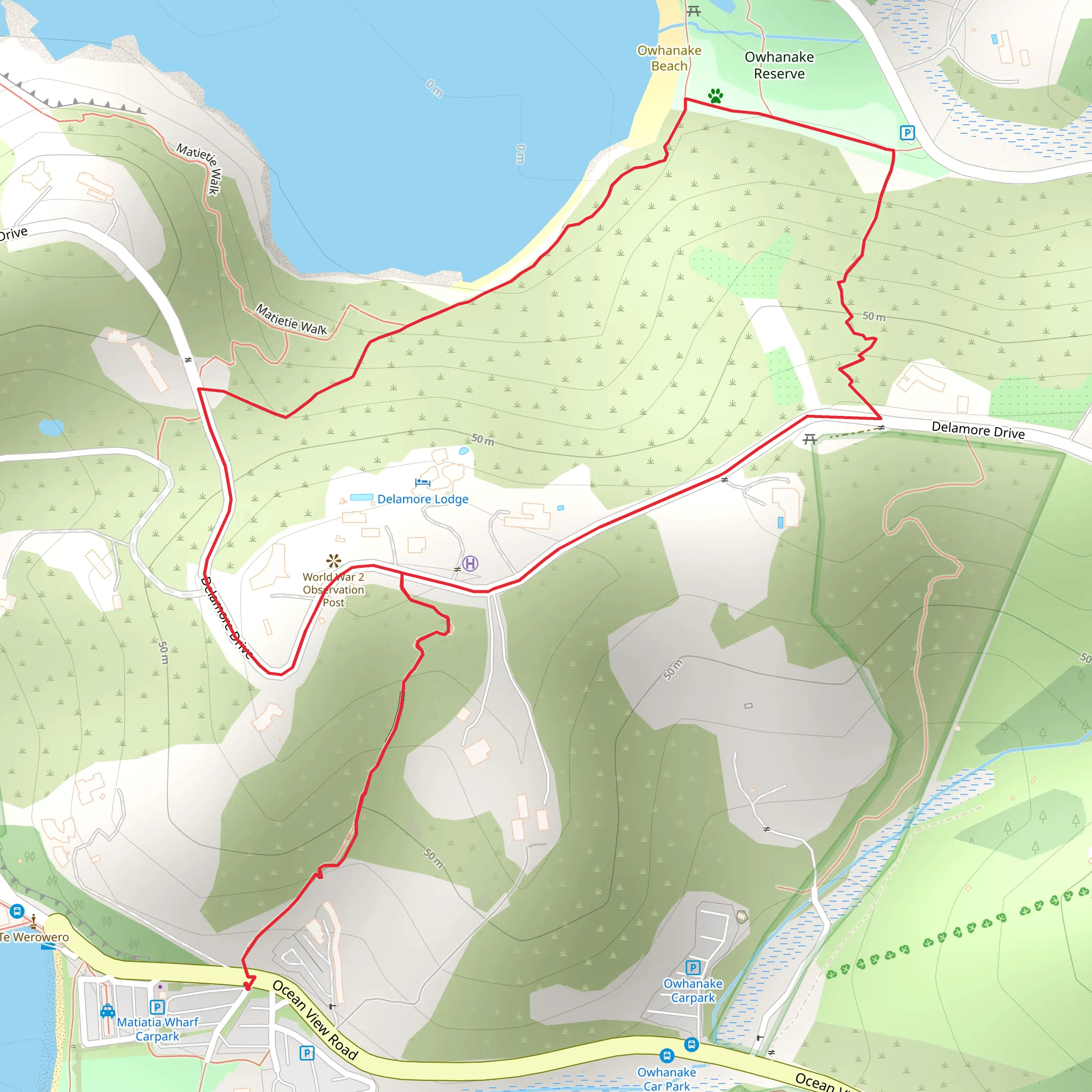 Owhanake Bay Loop mobile static map