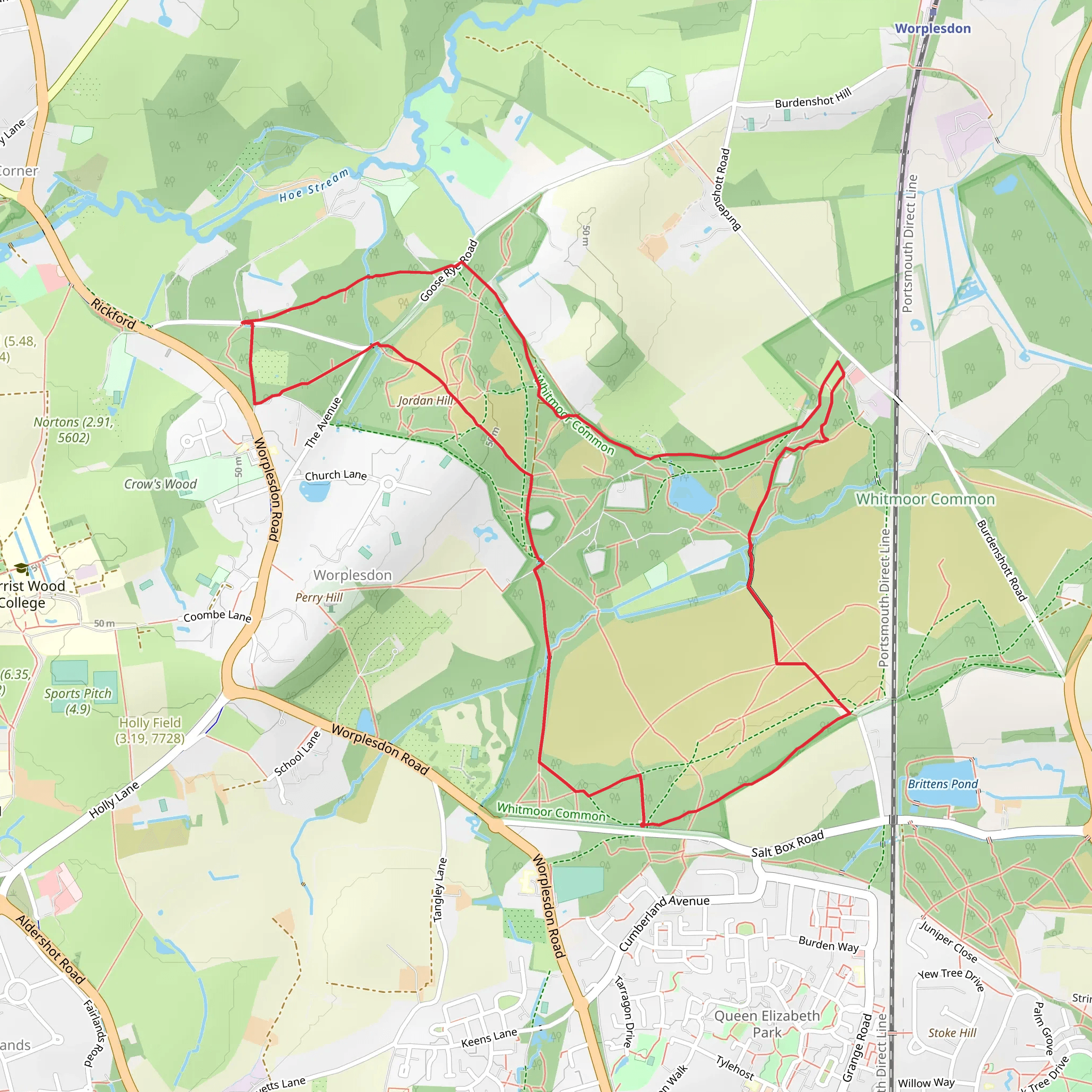 Whitmoor and Rickford Common Loop mobile static map