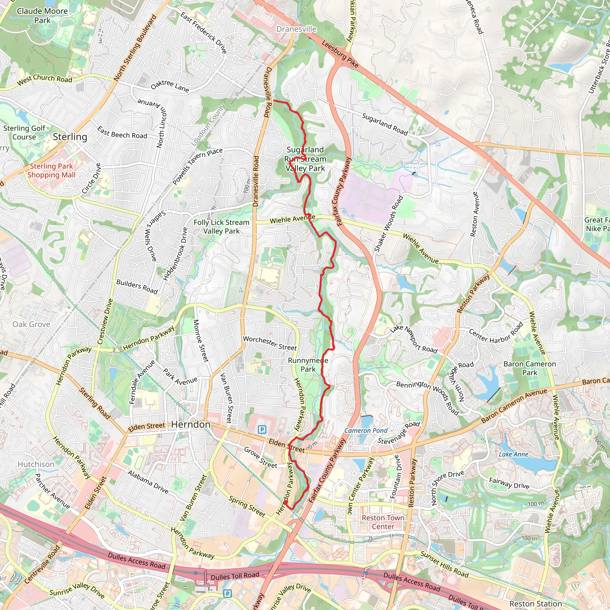 Sugarland Run Stream Valley Trail mobile static map