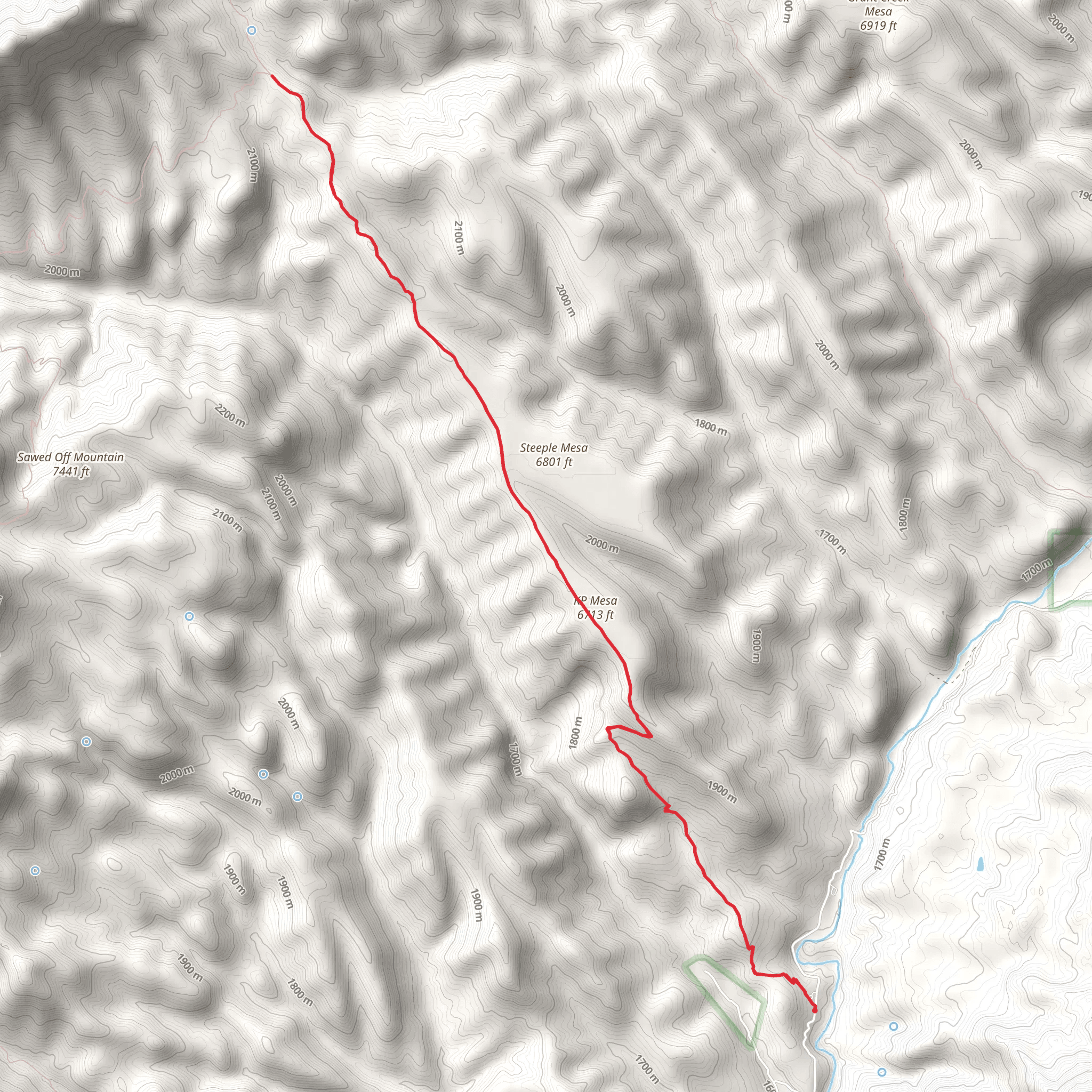 KP Mesa via Steeple Trail mobile static map