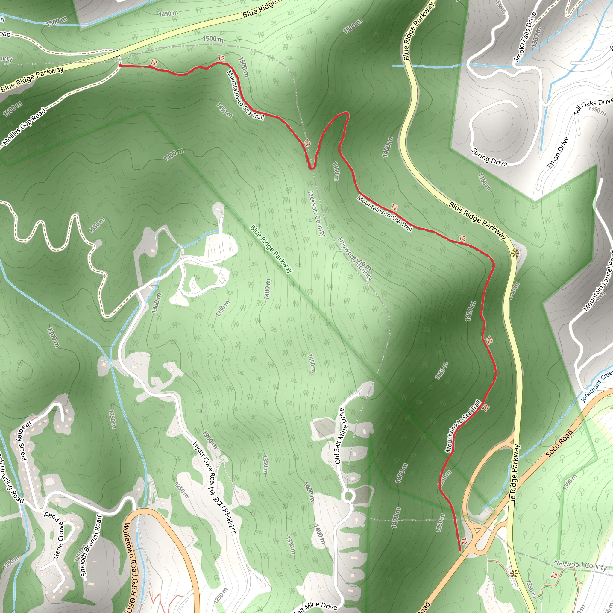 Docks Gap to Soco gap via Mountain to Seat Trail mobile static map