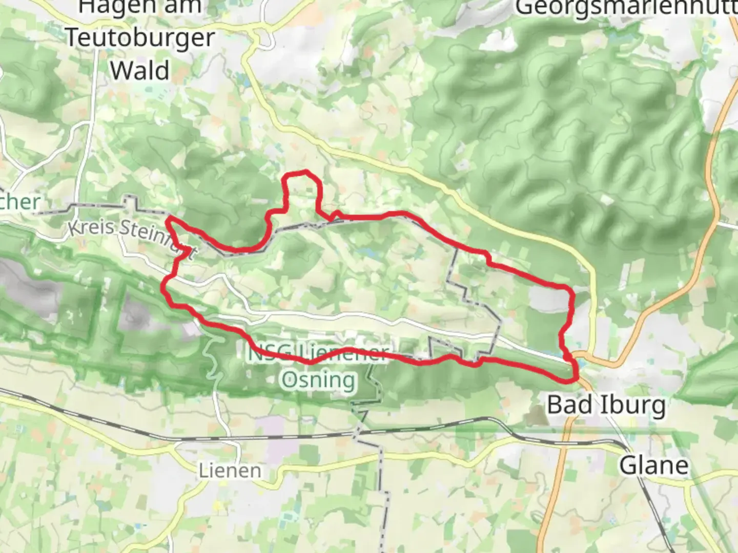 An image depicting the trail Bad Iburg and Holperdorp Loop and its surrounding area.