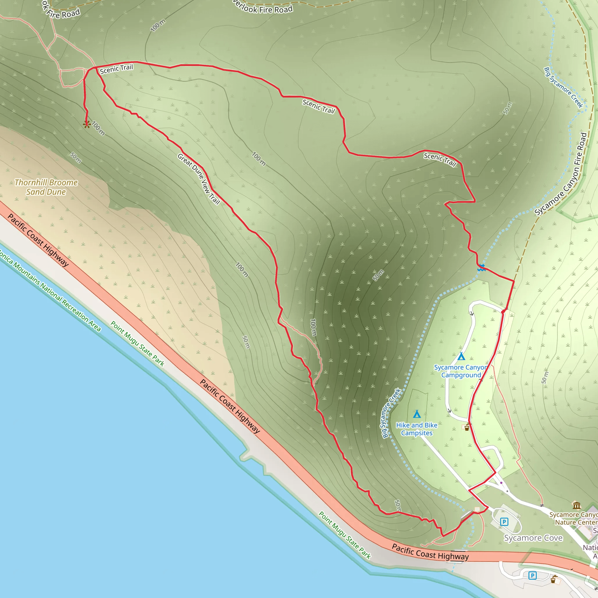 Scenic Trail and Great Dune View Loop Trail mobile static map