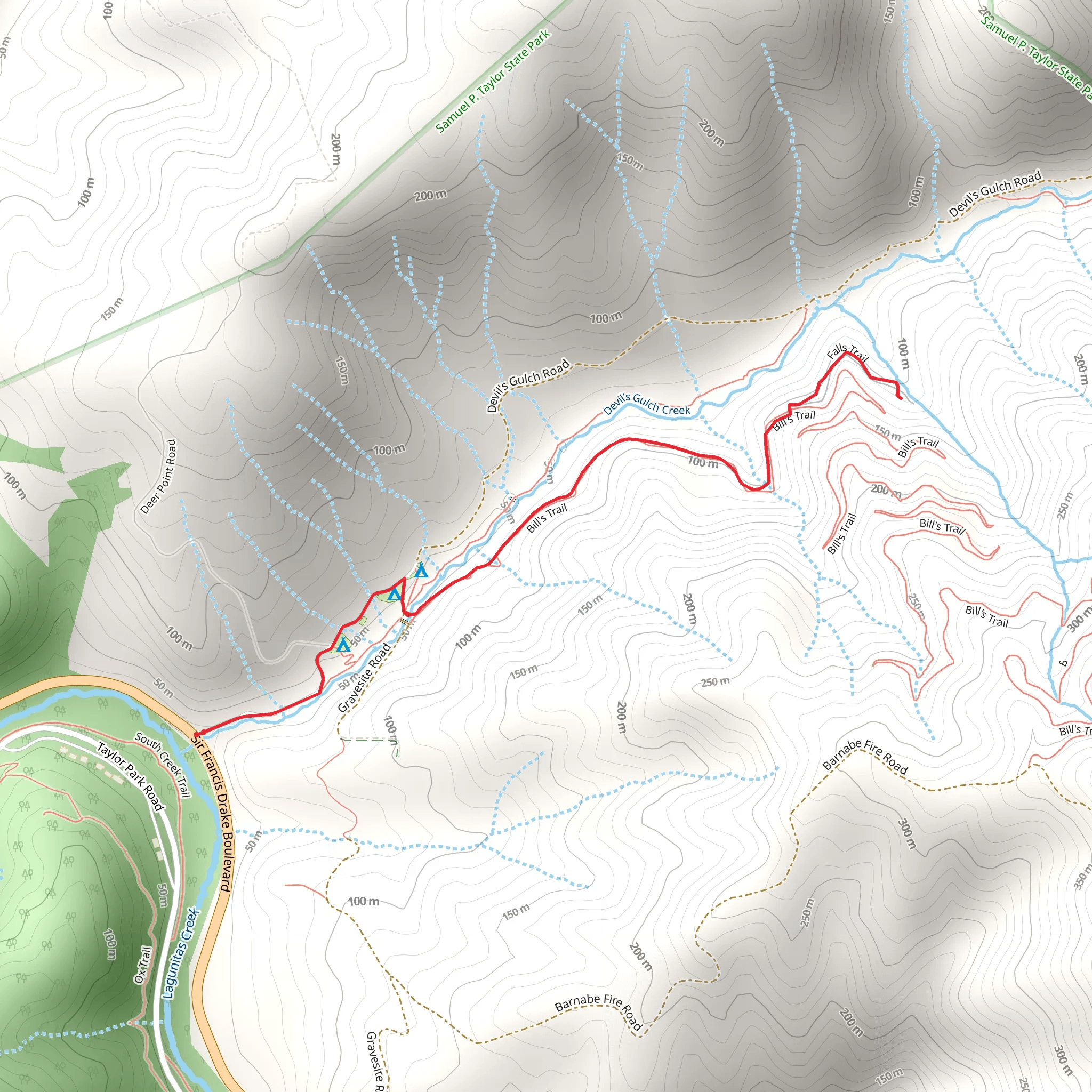 Devil's Gulch Campsite via Bill's Trail mobile static map