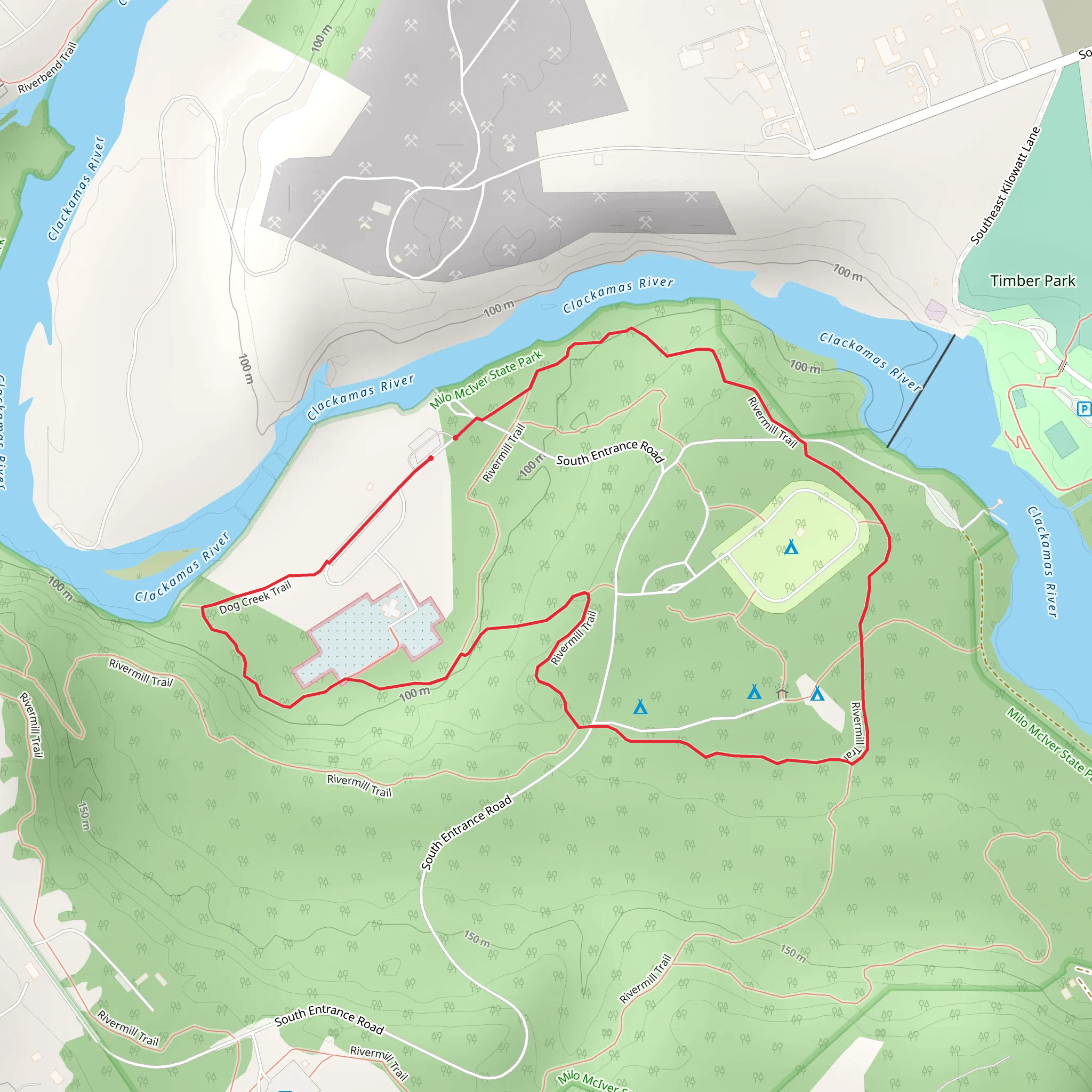 Dog Creek and Rivermill Loop Trail mobile static map