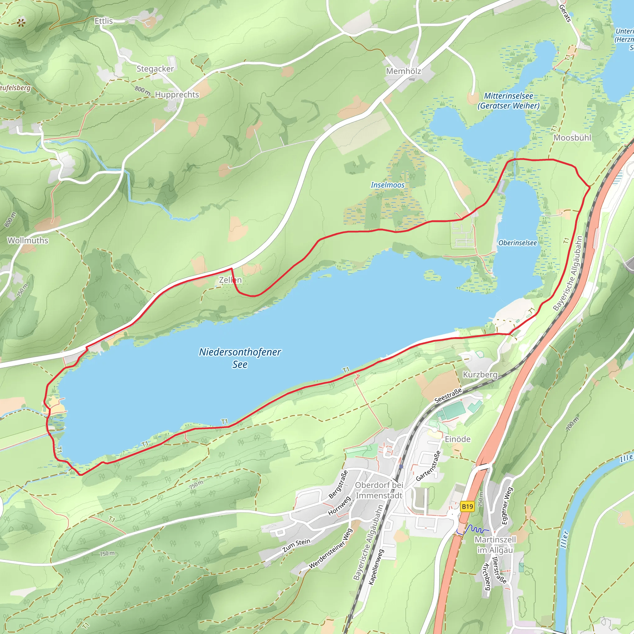 Niedersonthofener See via See Rundweg mobile static map