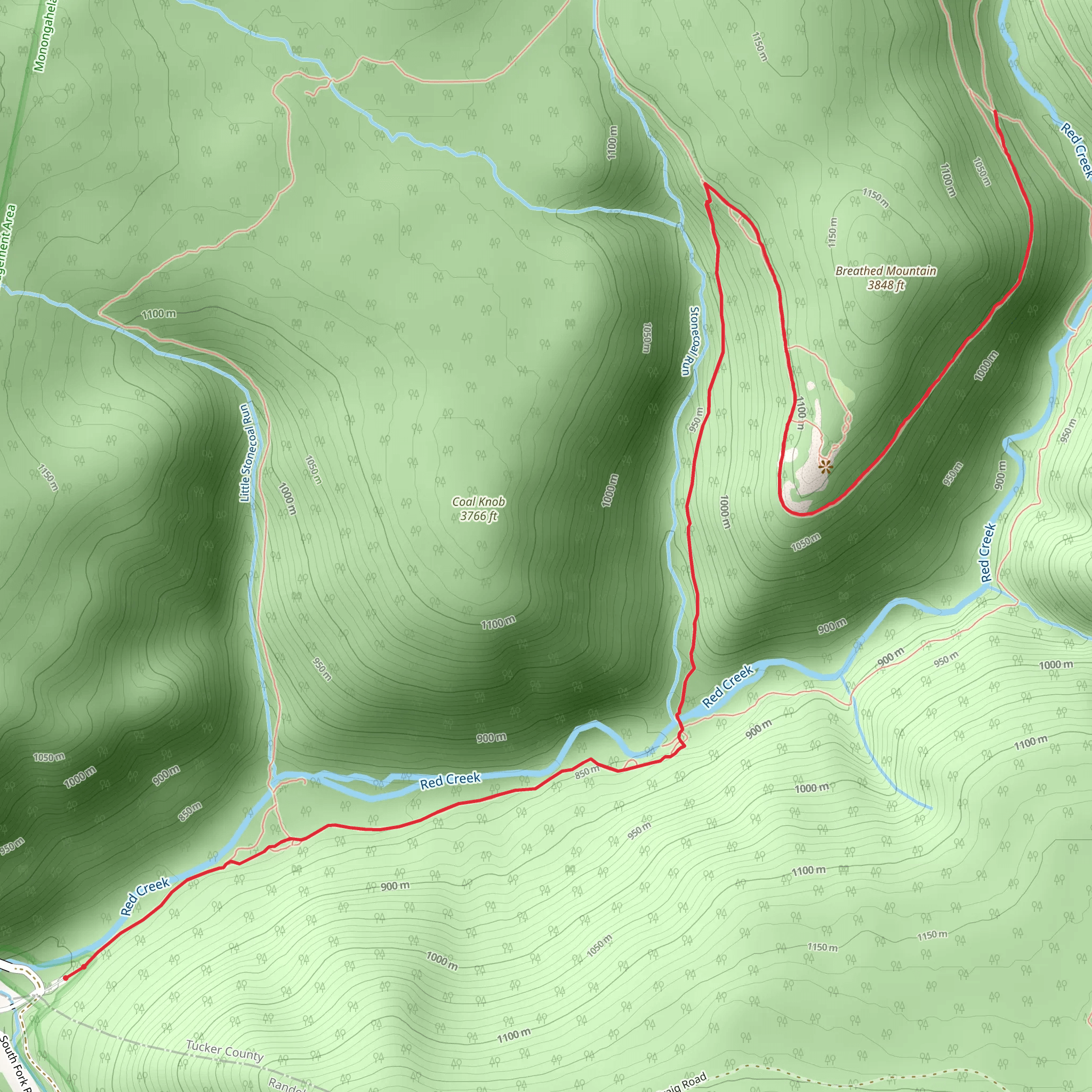 Rocky Point via Red Creek and Big Stonecoal Trail mobile static map