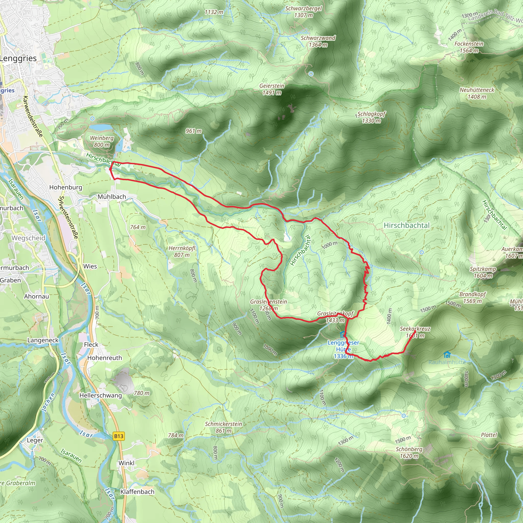 Grasleitenstein Grasleitenkopf and Seekarkreuz via Aplina Purple mobile static map