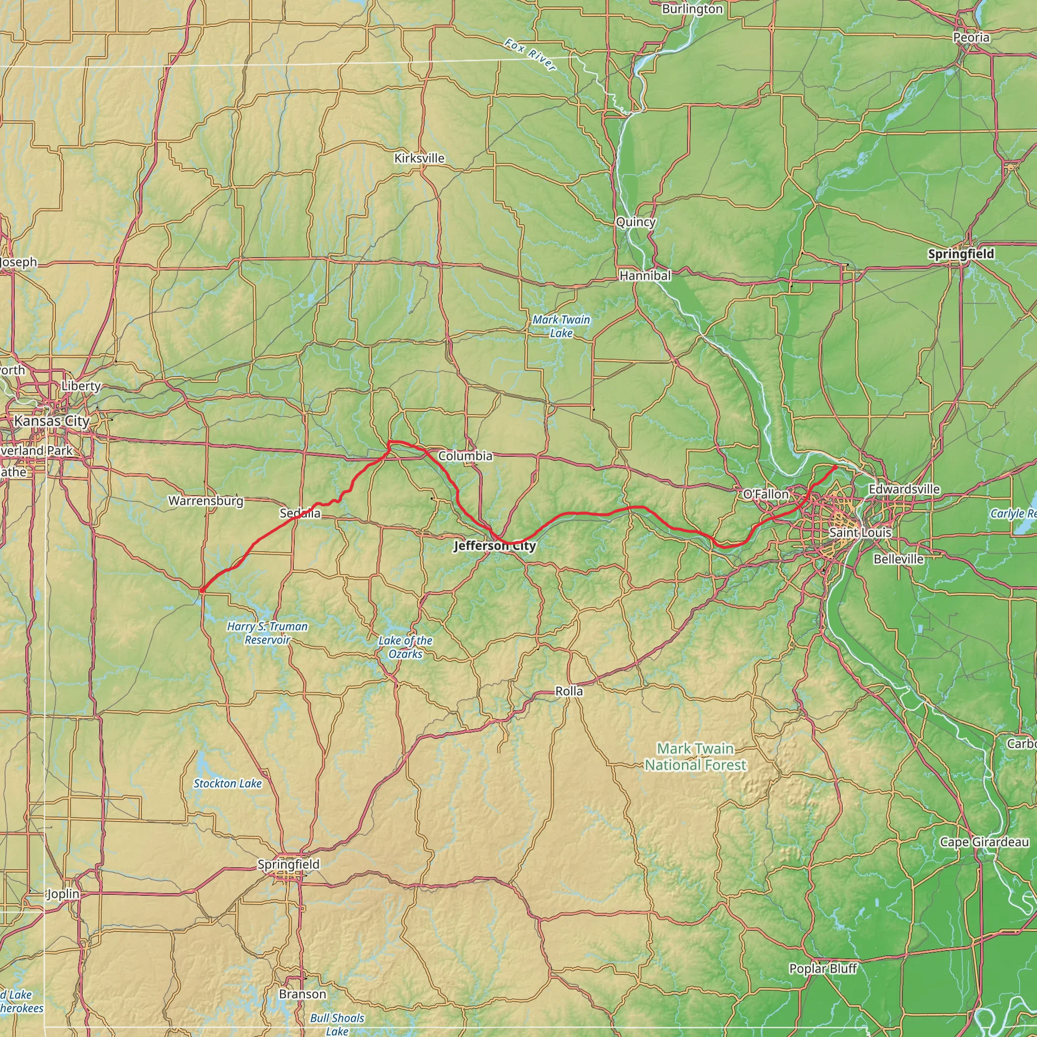Katy Trail mobile static map