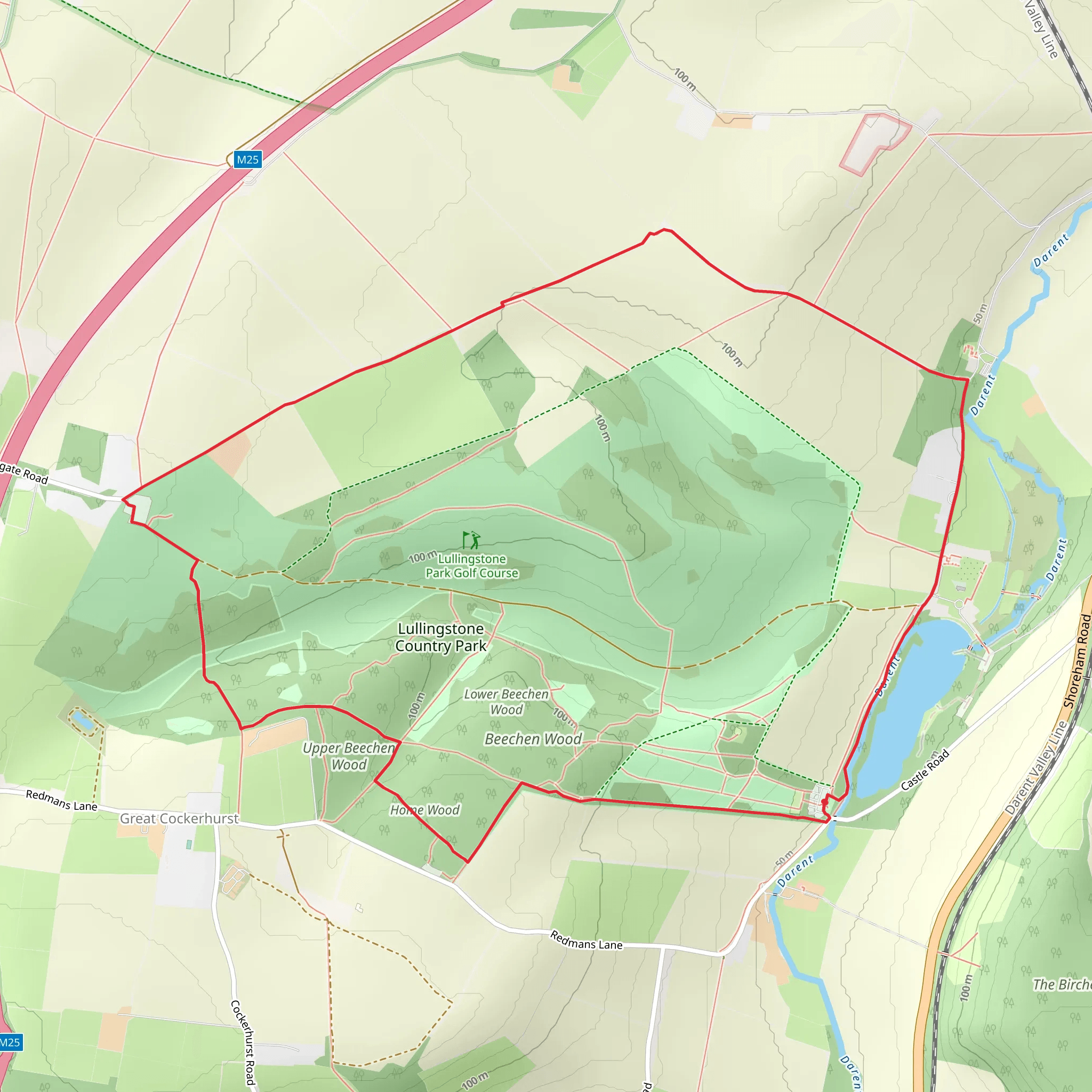 Home Wood, Upper Beechan Wood in Lullingstone Country Park mobile static map