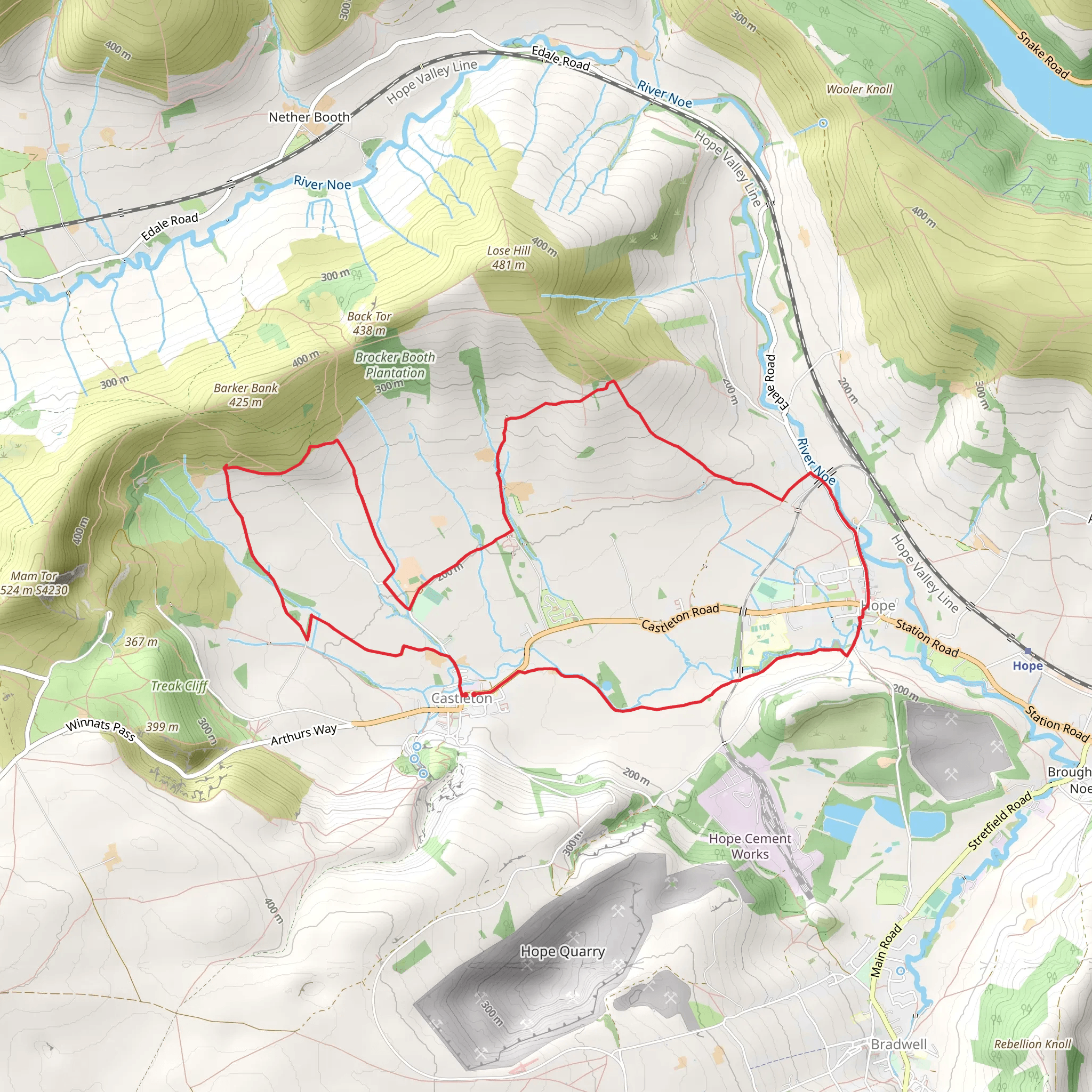 Hike from Castleton via Mam Plantation mobile static map