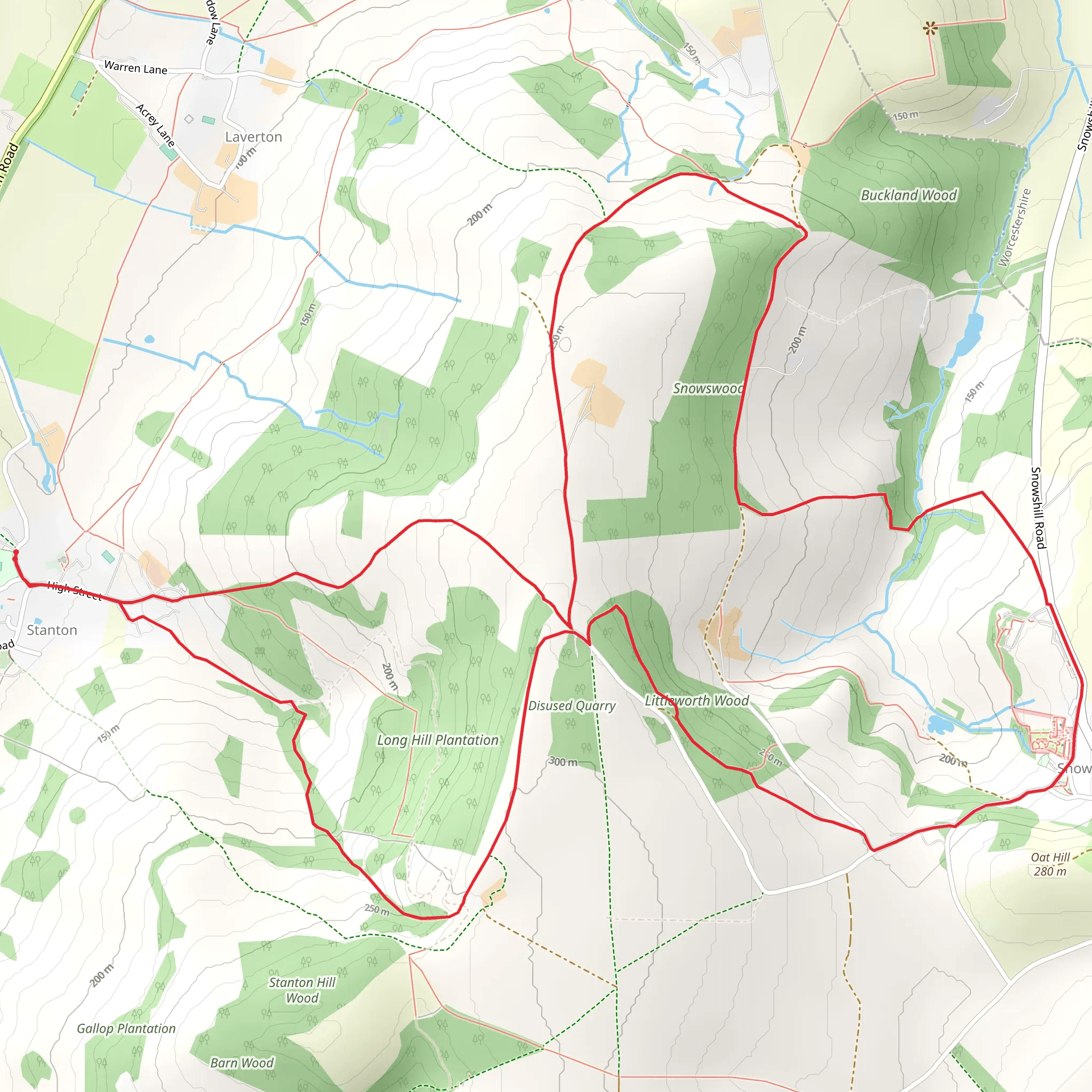 Stanton, Snowshill and the Edge mobile static map