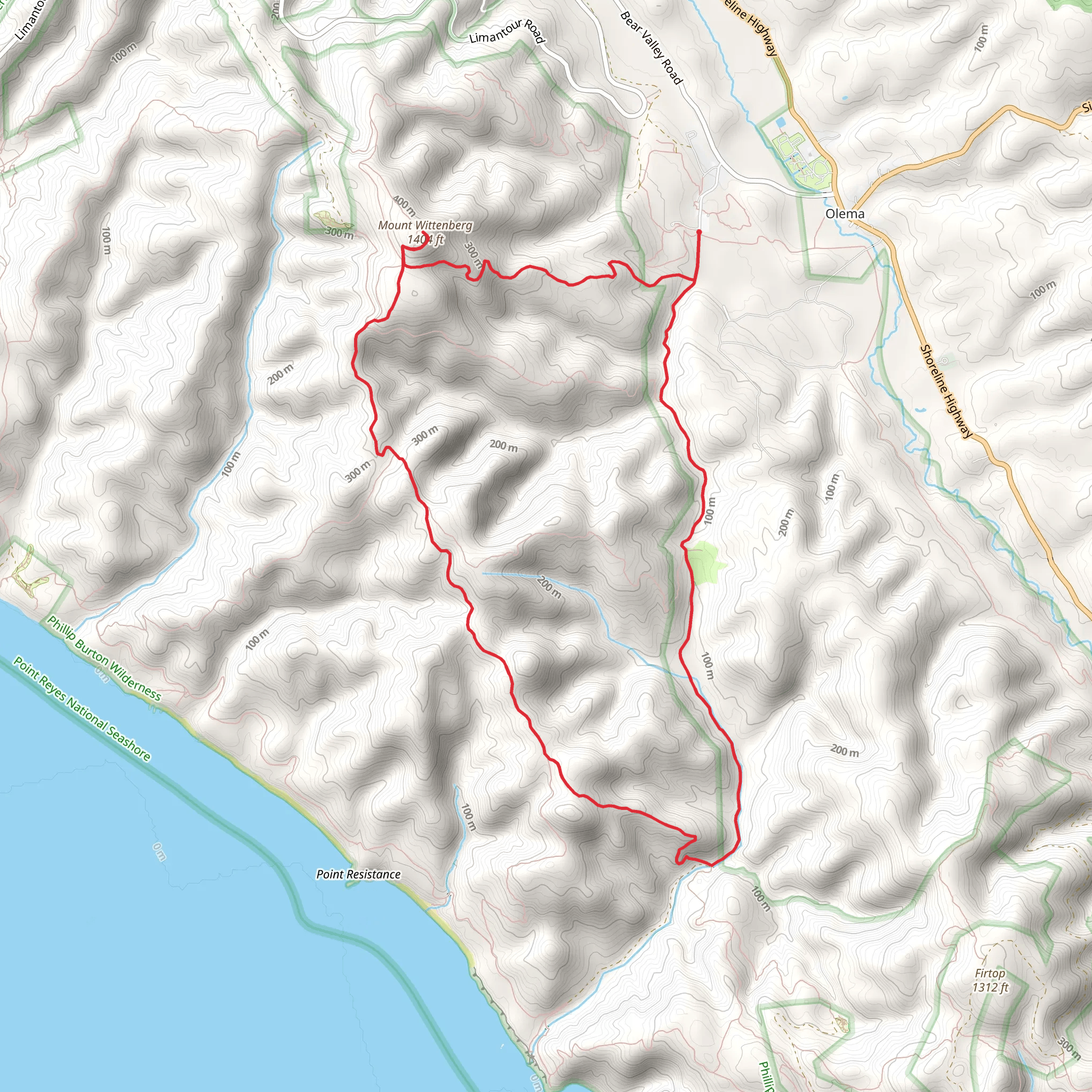 Bear Valley, Baldy and Mount Wittenberg Loop Trail mobile static map