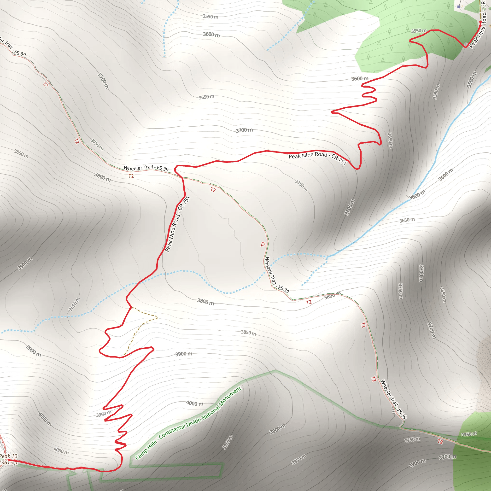 Peak 10 via County Road mobile static map