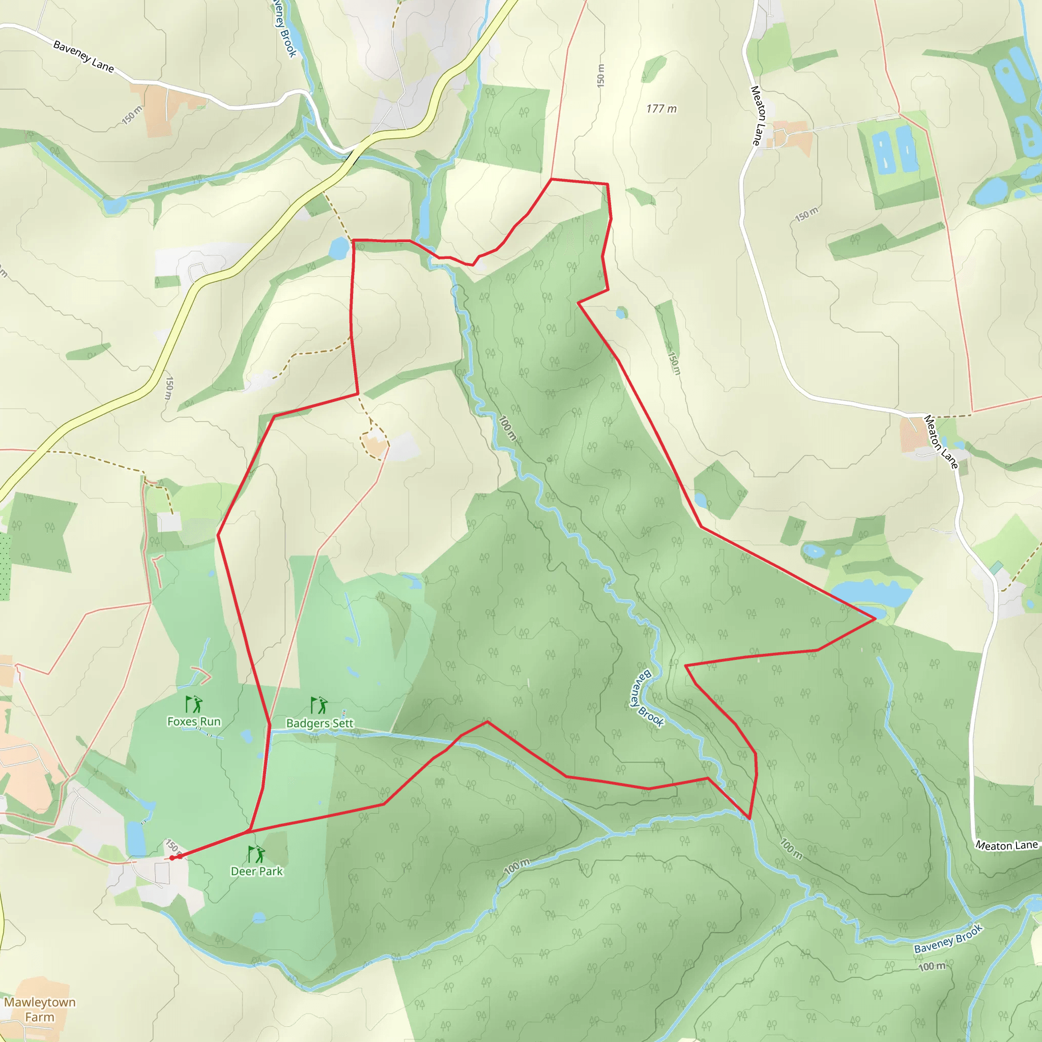 Malpass Wood and Maxfields Coppice Loop mobile static map