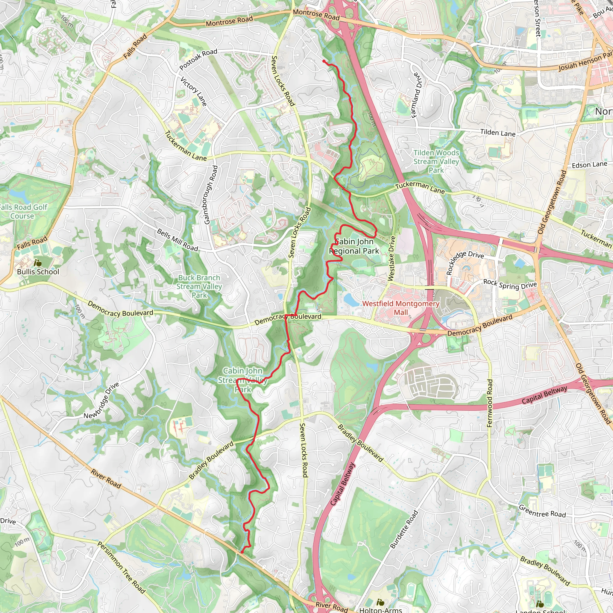 Cabin John Trail from Goya Road mobile static map