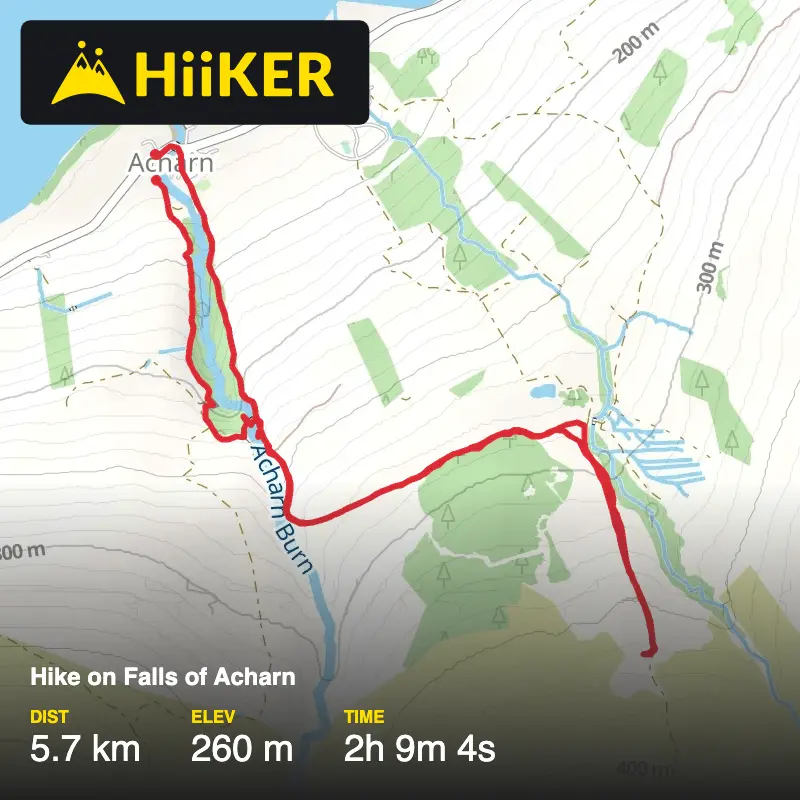 A map preview of the recording Hike on Falls of Acharn.