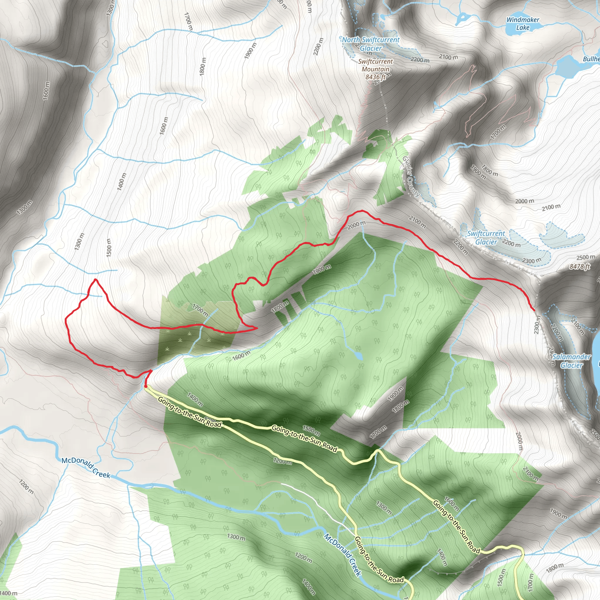 Grinnell Glacier Overlook via Granite Park Trail mobile static map