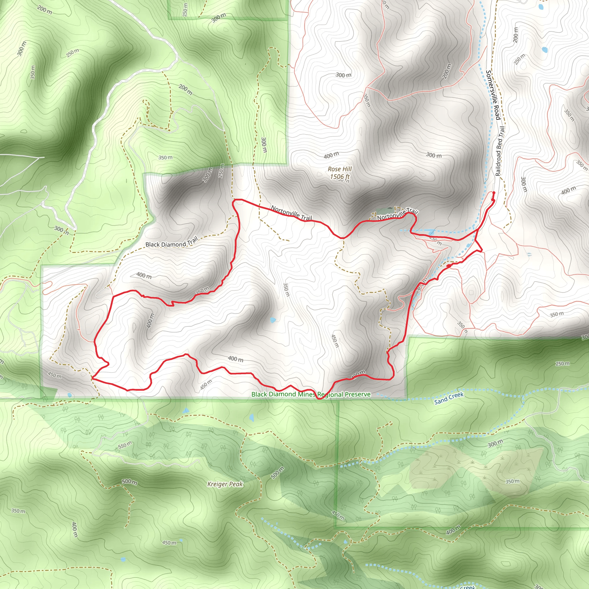 Black Diamond Trail and Manhattan Canyon Trail Loop mobile static map
