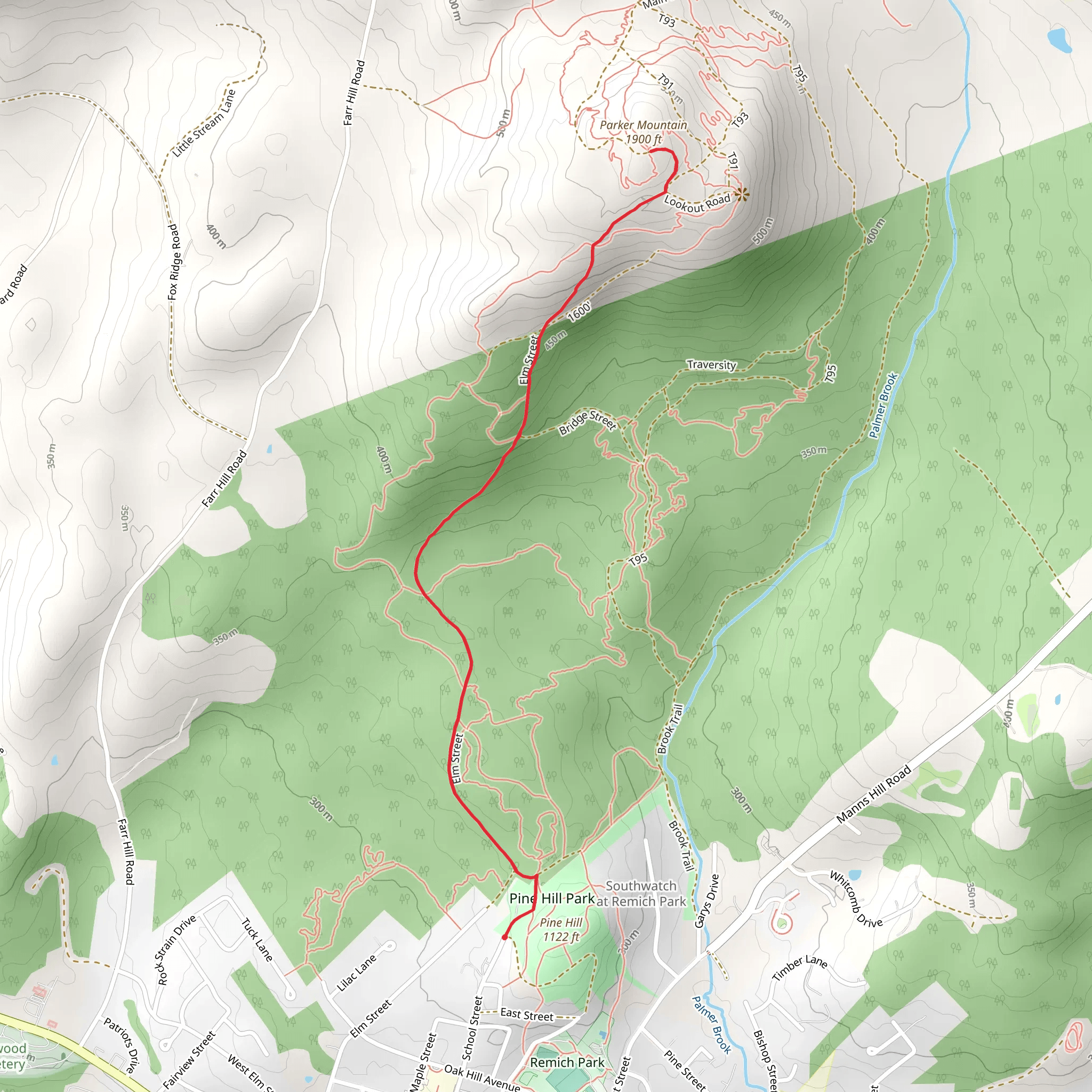 Pine Hill to Parker Mountain Trail mobile static map