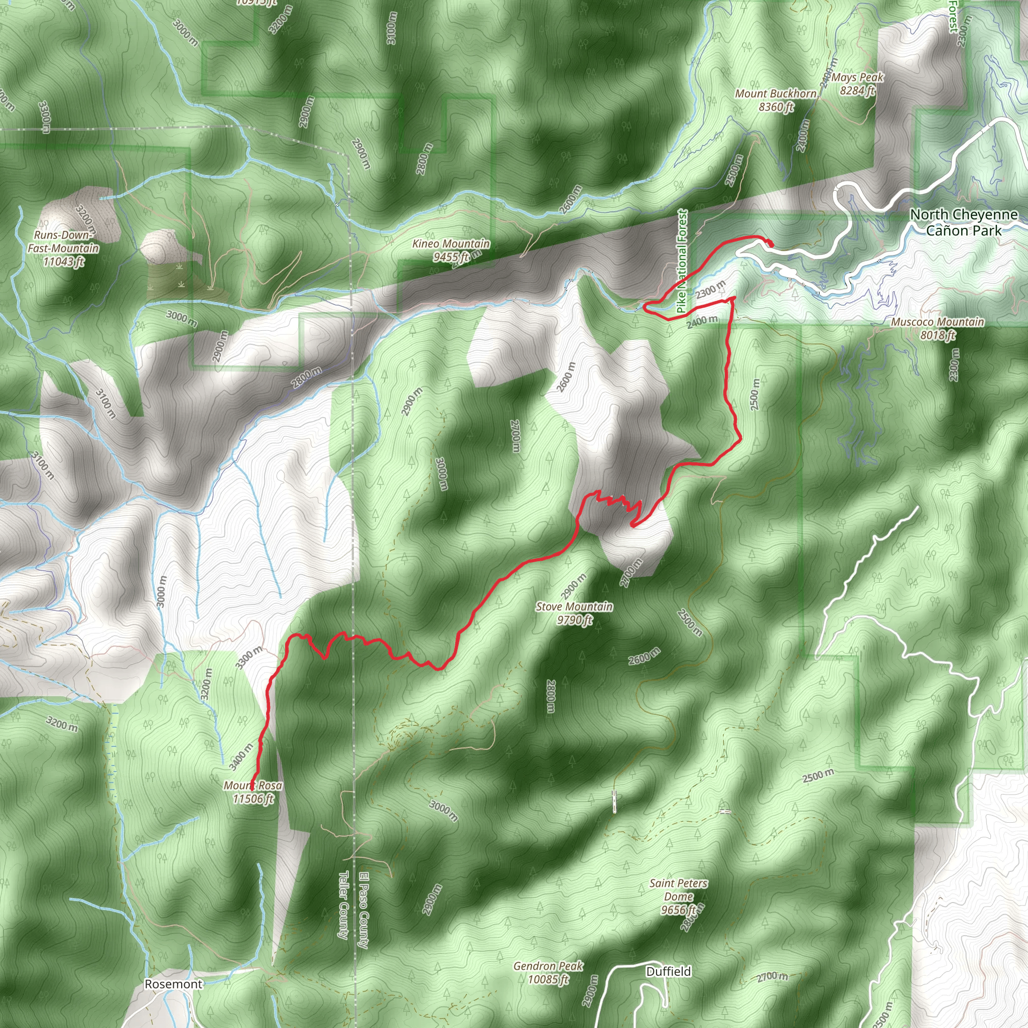 Mount Rosa via Gold Camp Road mobile static map