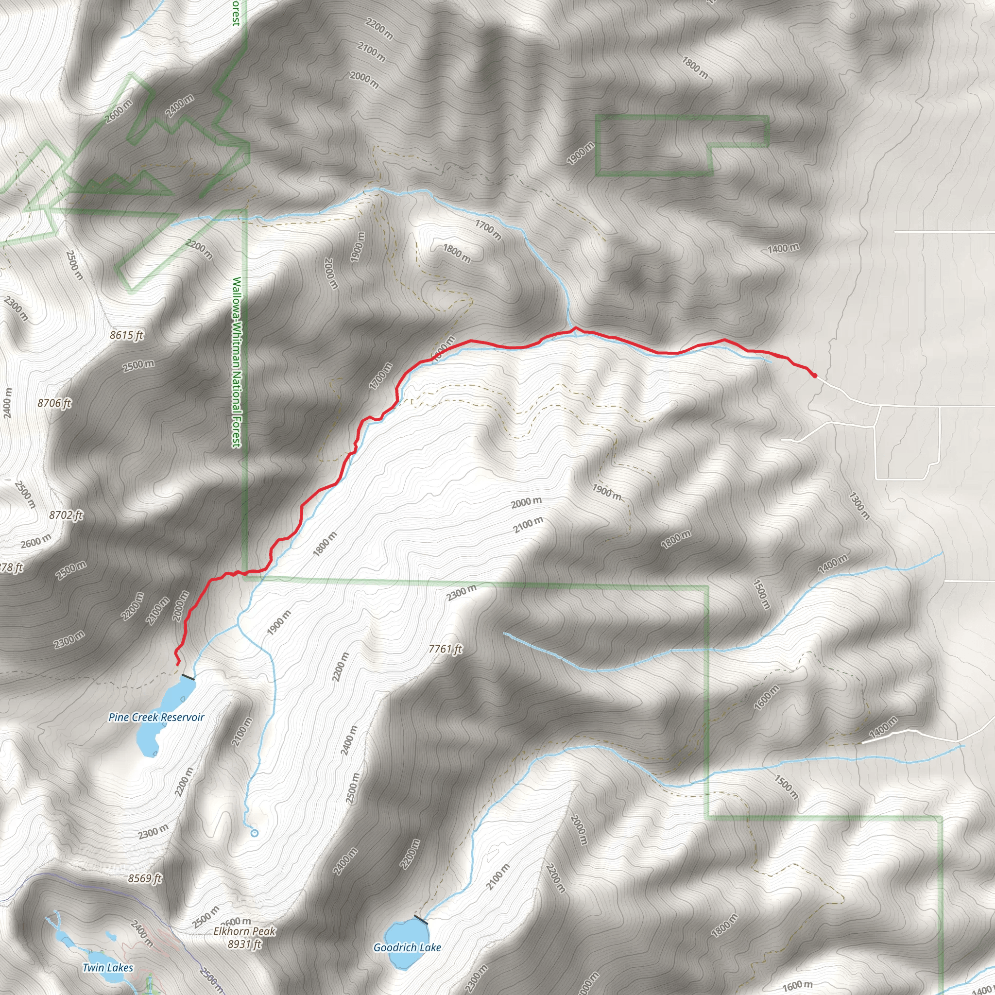 Pine Creek and Pine Creek Reservoir mobile static map