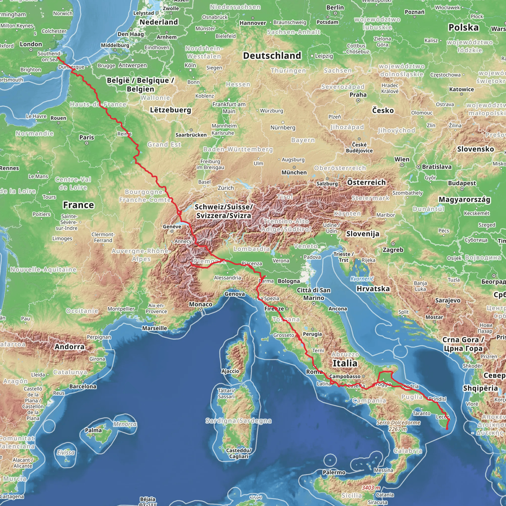 Via Francigena mobile static map