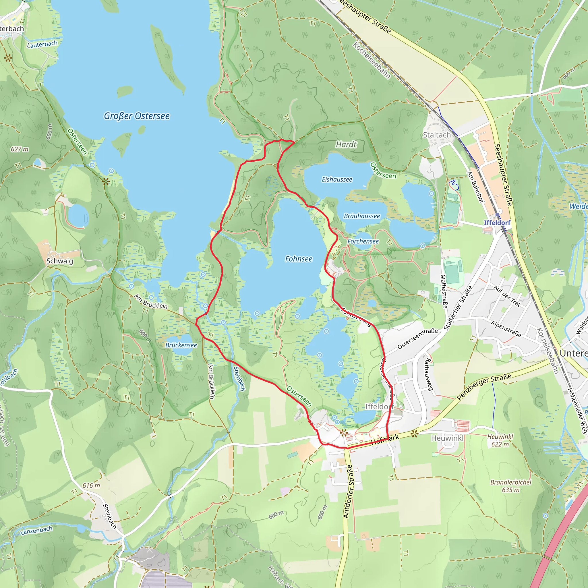 Sengsee and Fohnsee Loop via Iffeldorf mobile static map