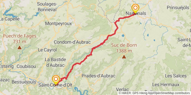 GR 65 Rocamadour Variant stage 6 Map