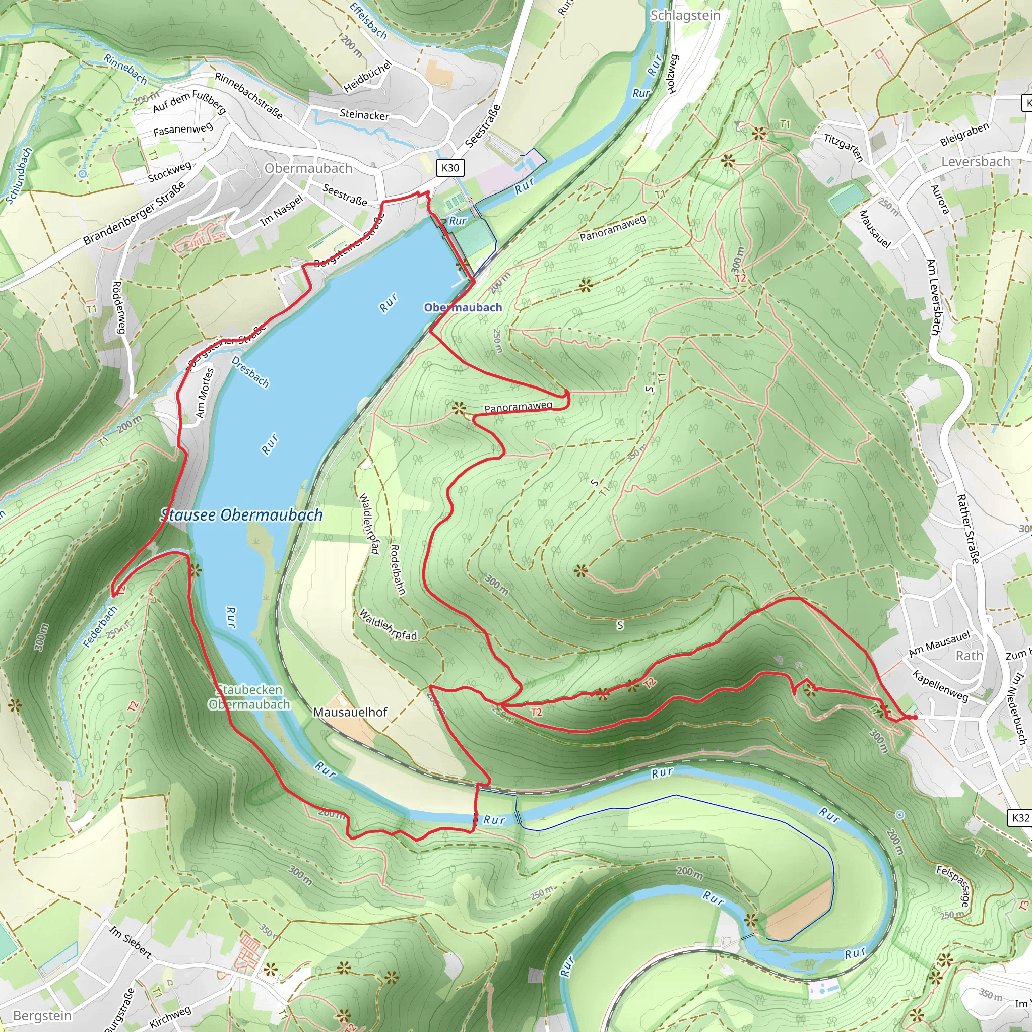 Rather Felsen, Stausee Obermaubach and Eugenienstein Loop mobile static map