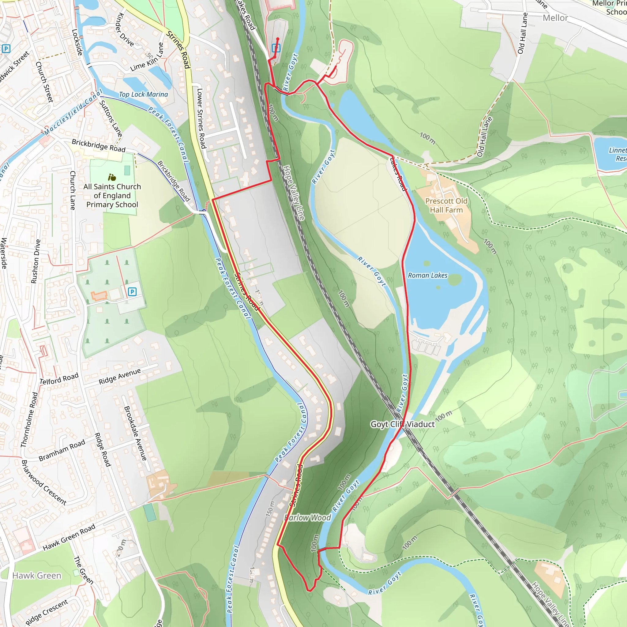 Mellor Mill Dig SIte and Roman Lakes Loop mobile static map