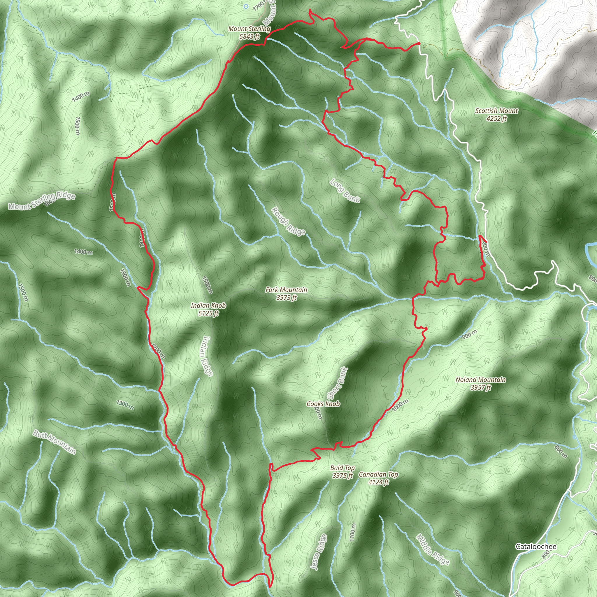 Mount Sterling Trail, Pretty Hollow Gap Trail and Little Cataloochee Trail Loop mobile static map